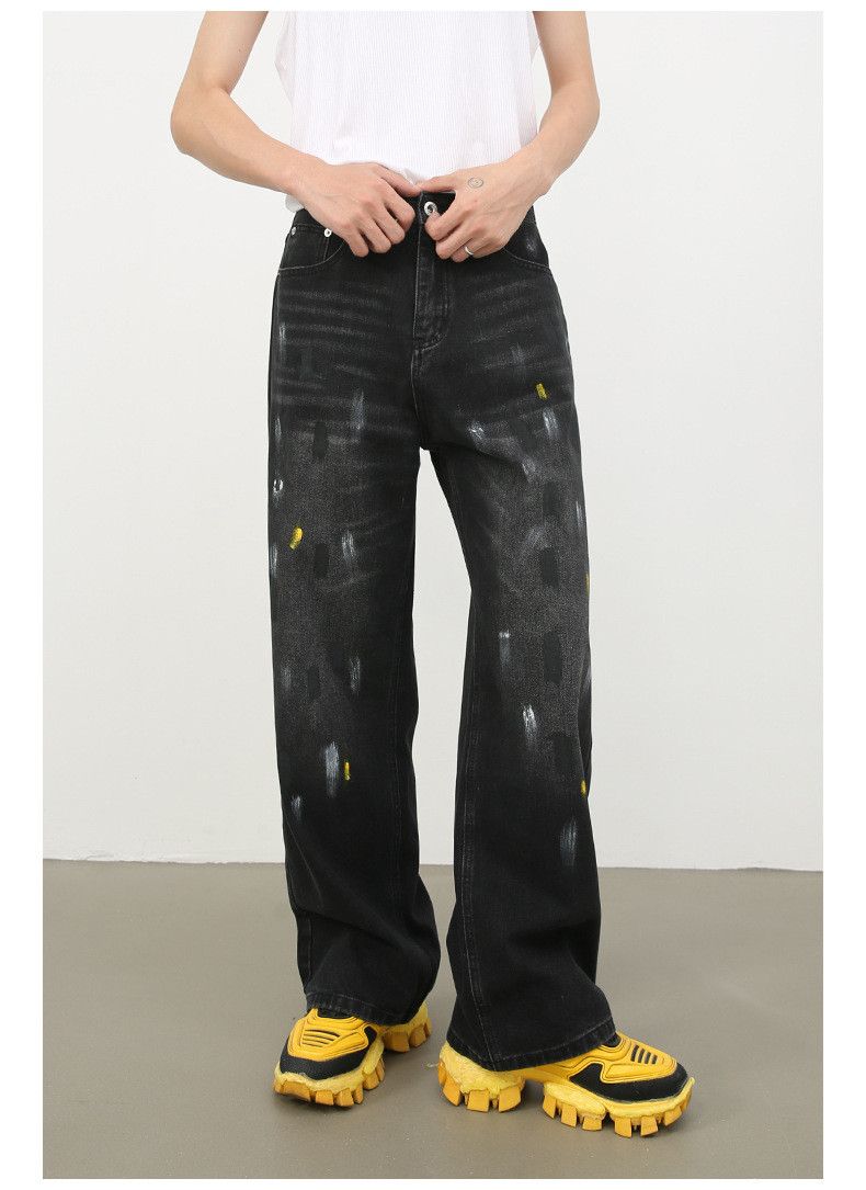 Japanese Brand Japanese retro men's loose straight leg splatter paint jeans Size US 32 / EU 48 - 3 Thumbnail