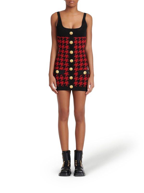 Balmain o1y0525 Mini Dress in Red/Black Size S / US 4 / IT 40 - 4 Thumbnail