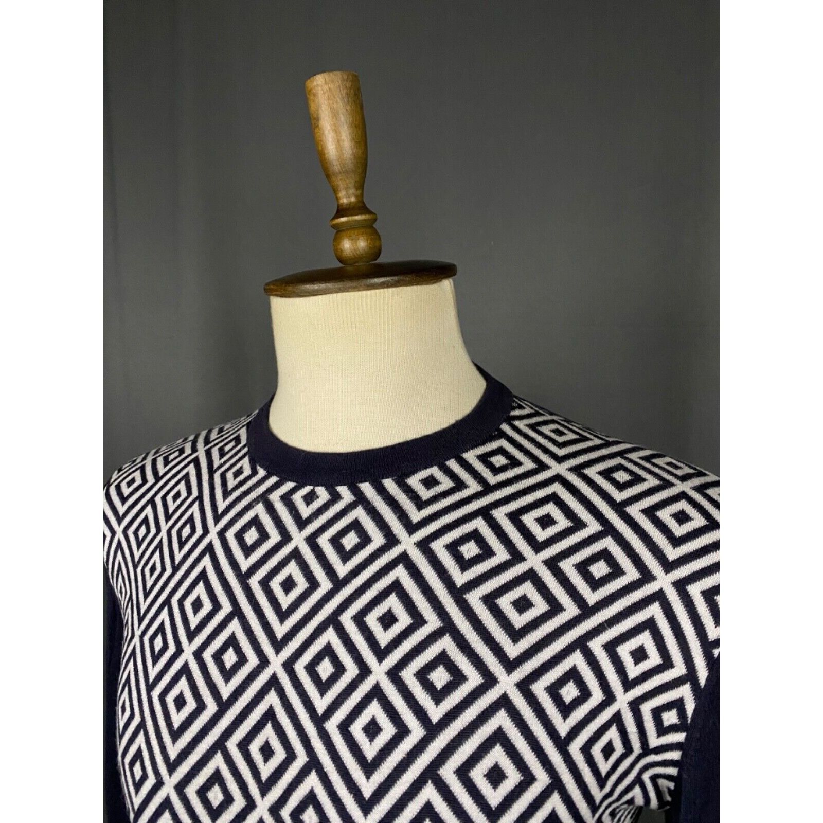 Kiton Kiton Geometric Pattern Men's Blue White Crewneck Size M Size US M / EU 48-50 / 2 - 5 Thumbnail