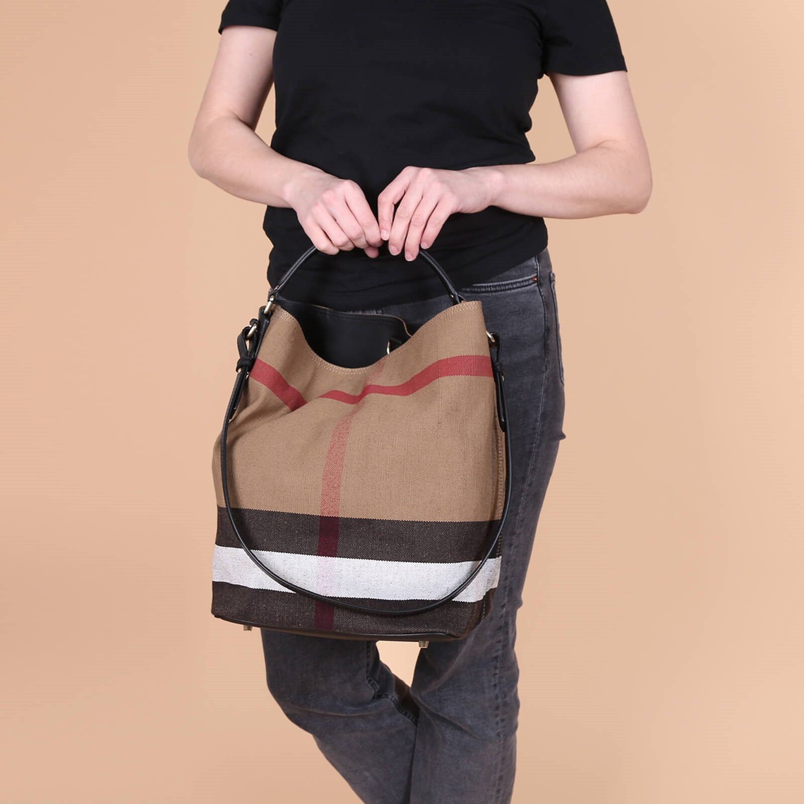 Burberry Burberry Ashby Medium Check Hobo Bag Size ONE SIZE - 3 Thumbnail