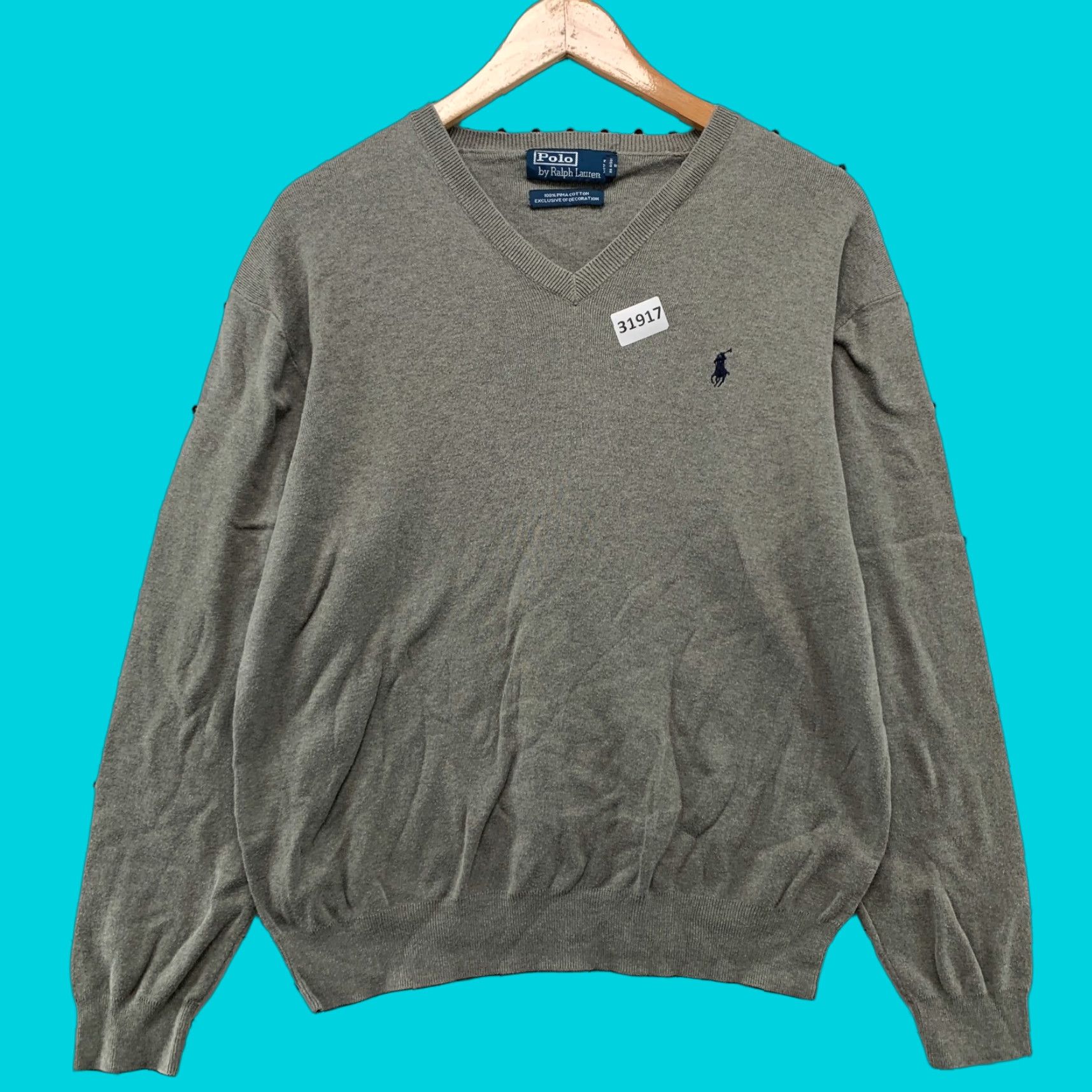 Polo Ralph Lauren Polo Ralph Lauren V Neck Sweater Mens Medium Gray Pullover Casual Shirt Size US M / EU 48-50 / 2 - 1 Thumbnail