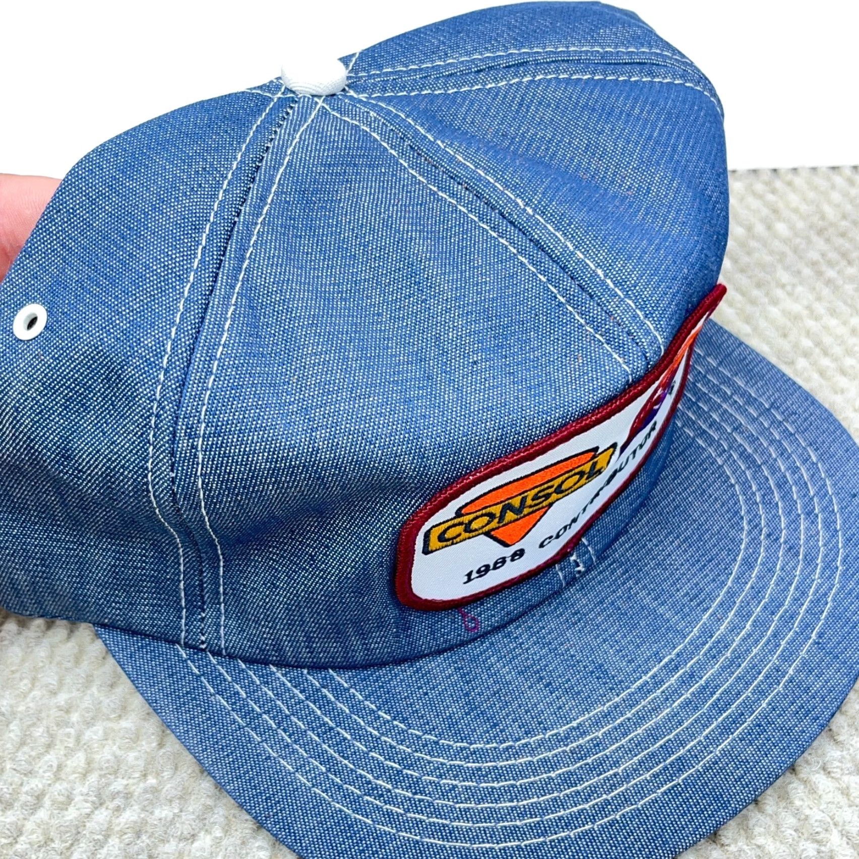 Coal VINTAGE American Legend Denim Trucker Hat Cap 80s Blue USA Coal Mining Patch Adjustable Mens Size ONE SIZE - 3 Thumbnail