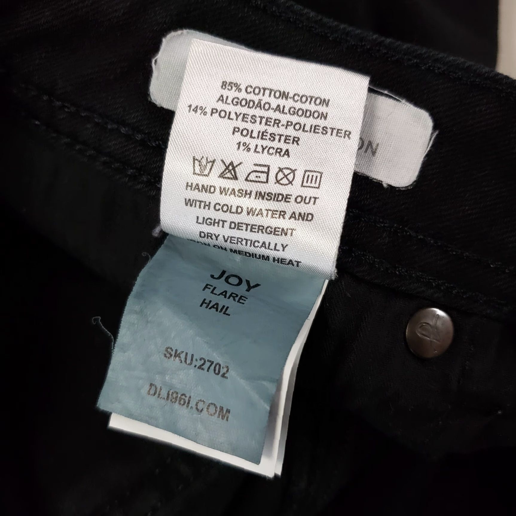 DL1961 DL1961 Womens Joy Flare Jeans Sz 28 Solid Black Mid Rise Jeans Womens 28 Black Flare Denim Cotton Blend Zip Regular Inseam 28.5" Rise 9" Size 28" / US 6 / IT 42 - 6 Thumbnail