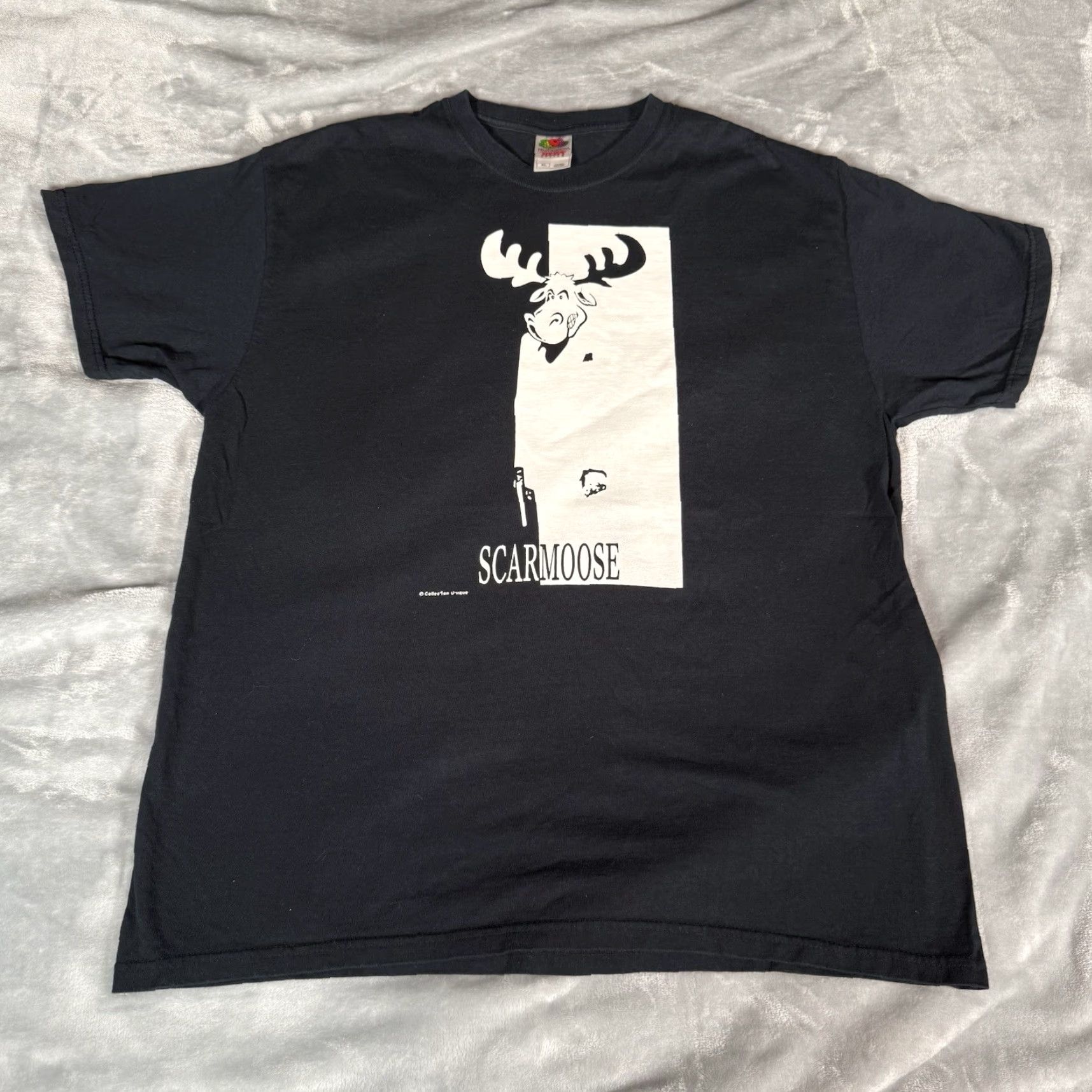 Fruit Of The Loom VINTAGE Fruit of the Loom Scarface Moose Parody T-Shirt Mens XL Slim Fit Black Funny Graphic 2000s Size US XL / EU 56 / 4 - 2 Thumbnail