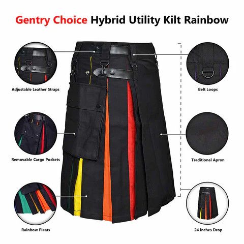 Other Scottish Utility Hybrid Kilt Rainbow Size US 36 / EU 52 - 8 Thumbnail