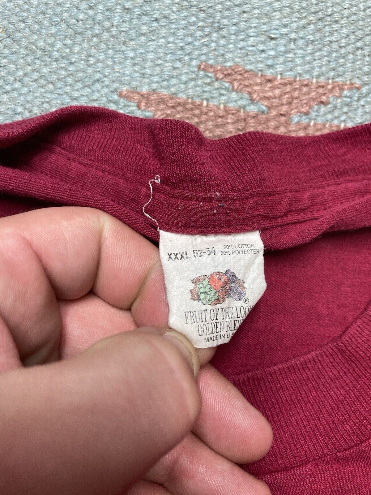 Fruit Of The Loom × Vintage VTG 80s pocket t shirt blank maroon fruit of the loom 3XL Size US XXL / EU 58 / 5 - 5 Thumbnail