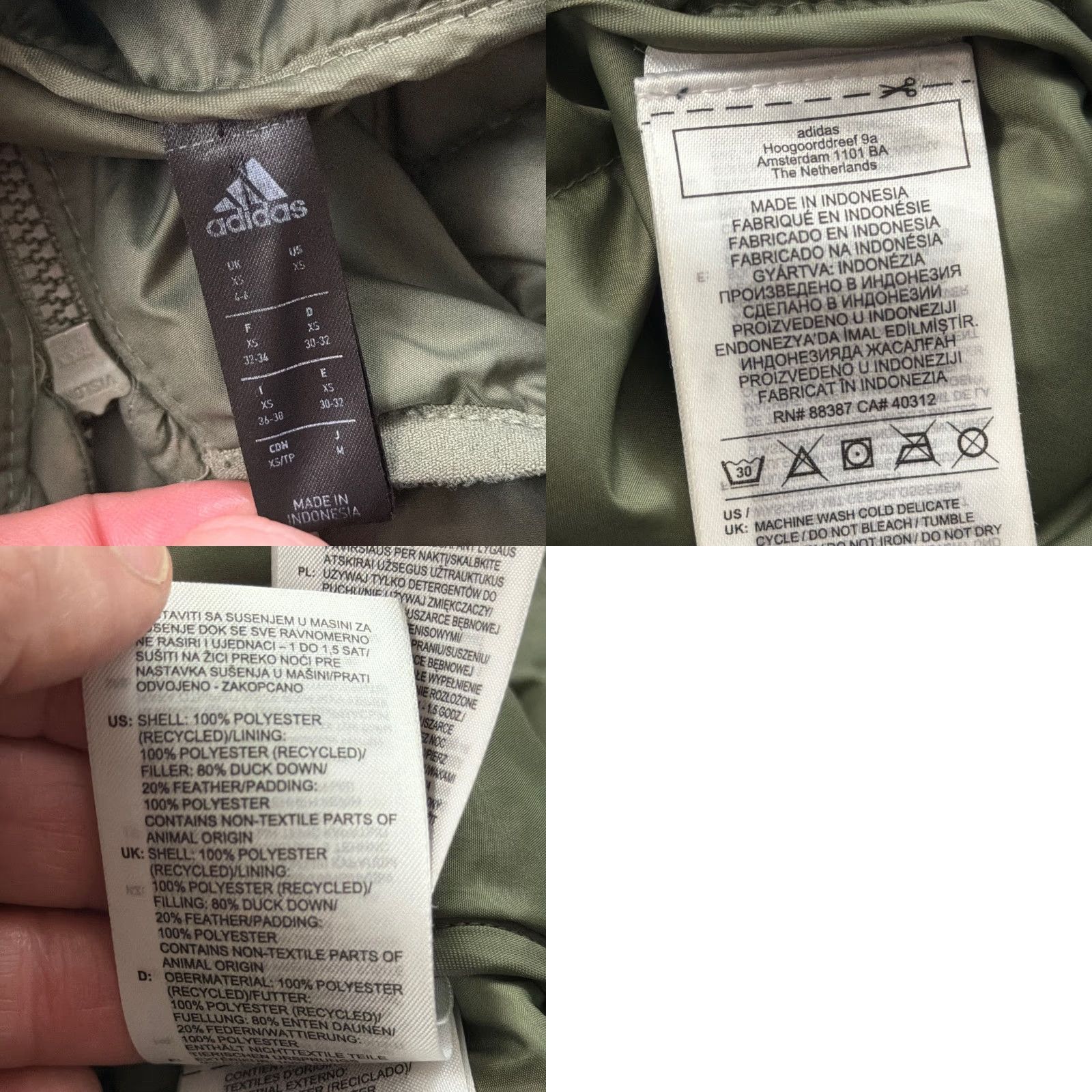 Adidas Adidas Jacket Womens XS Green Down Puffer Full Zip Quilted Outdoors Lightweight Size XS / US 0-2 / IT 36-38 - 9 Thumbnail