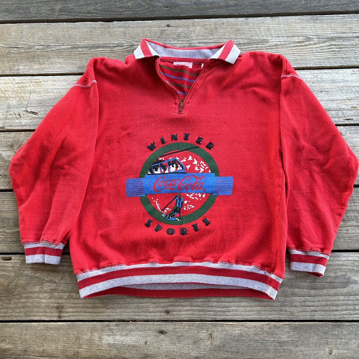 Coca Cola Vintage 90s Coca Cola Pullover Sweatshirt Zip Winter Sports Size US M / EU 48-50 / 2 - 1 Thumbnail