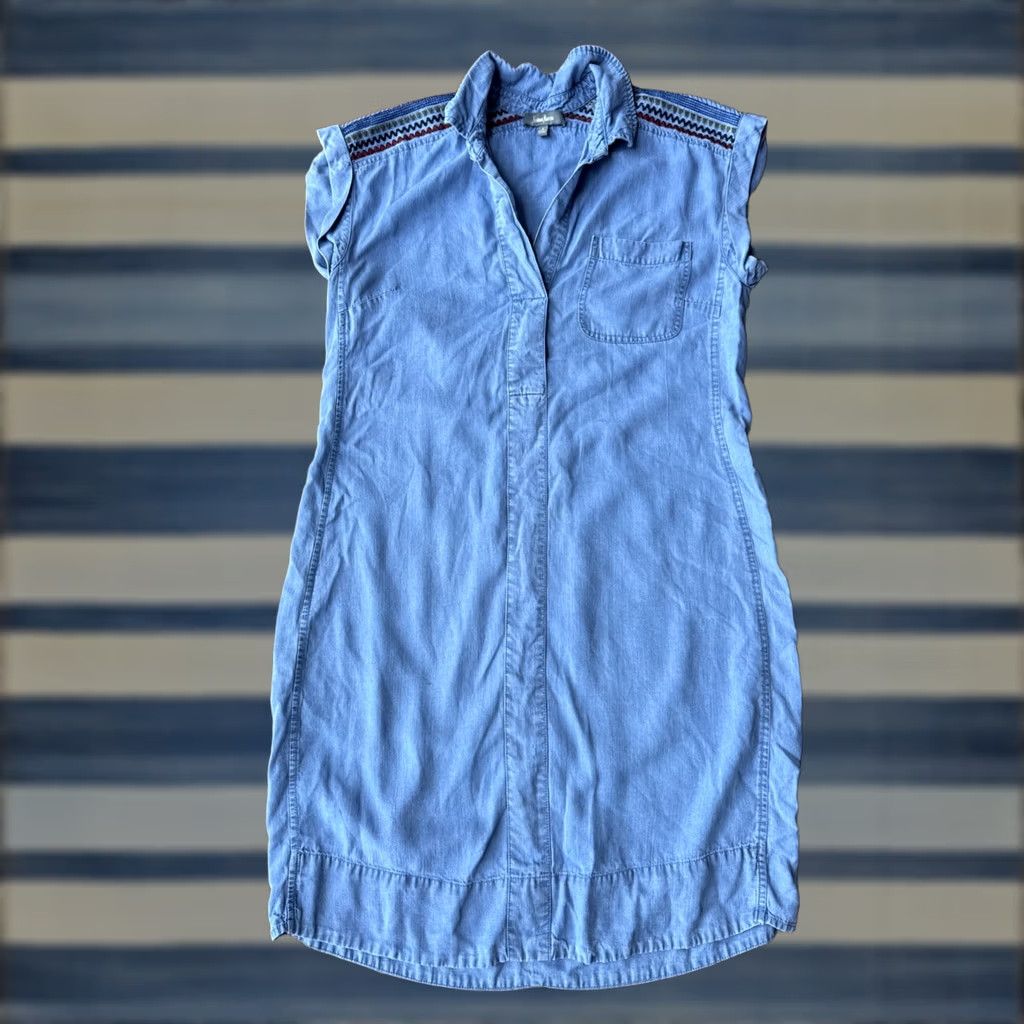 Neiman Marcus VINTAGE Neiman Marcus Denim Embroidered Pocket Sleeveless Dress Women's 4 Blue Size S / US 4 / IT 40 - 1 Thumbnail