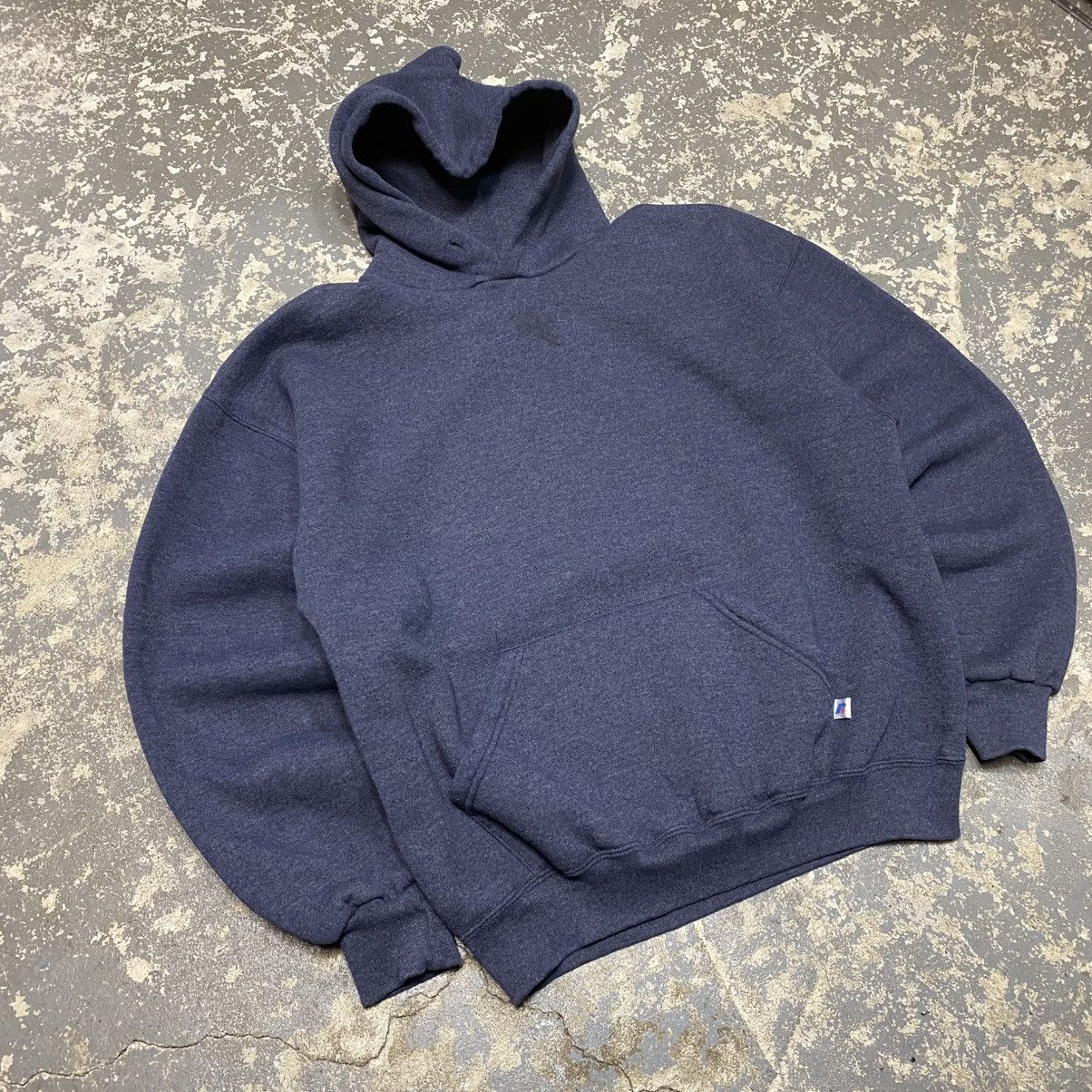 Russell Athletic × Vintage Vintage Russell Athletic Grey/Navy Blank Boxy Hoodie Size US L / EU 52-54 / 3 - 9 Thumbnail