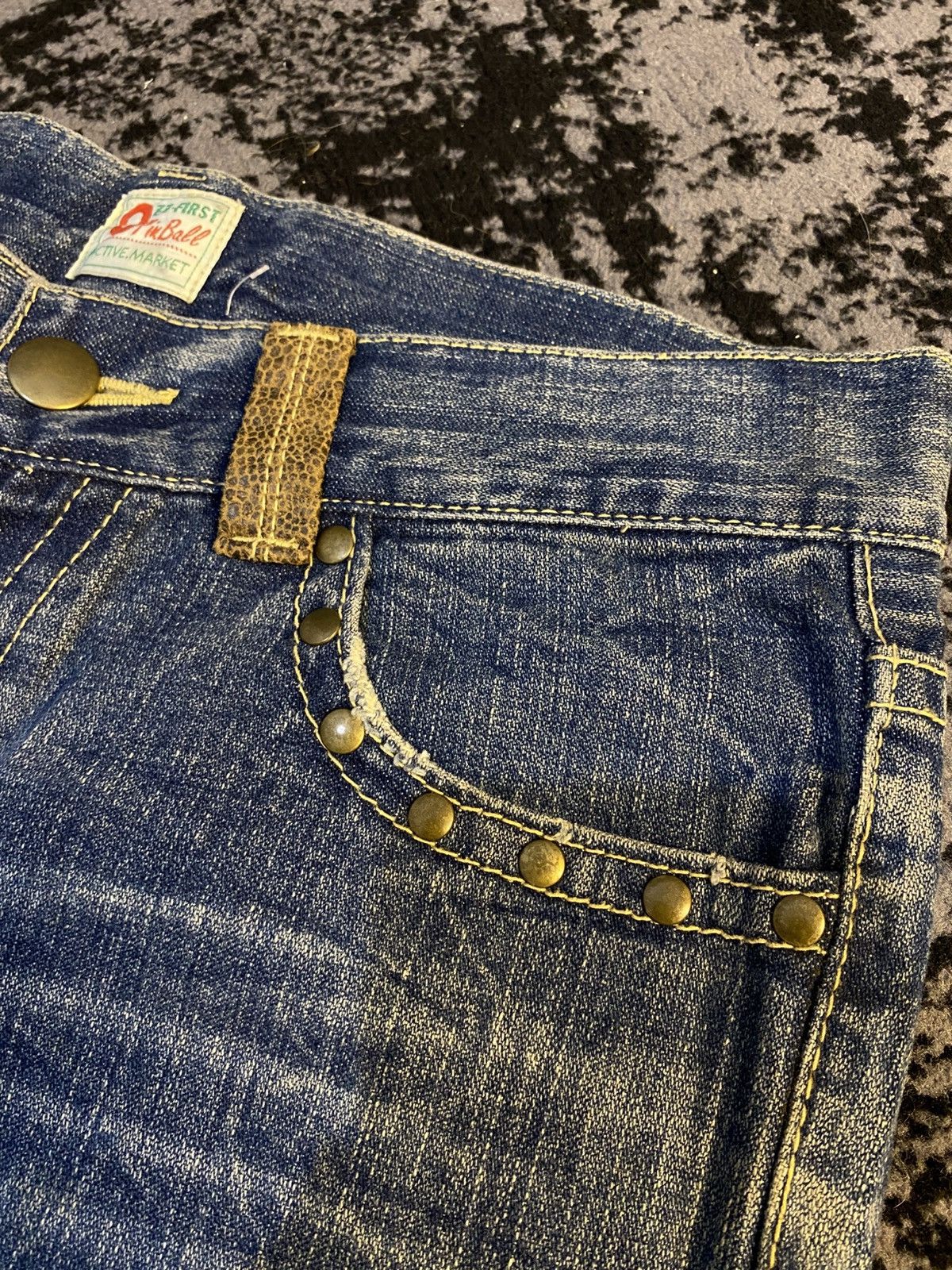 Tornado Mart 2000s Flared Studded Ozz First Japan Distressed Jeans 🔥 Size US 31 - 2 Thumbnail