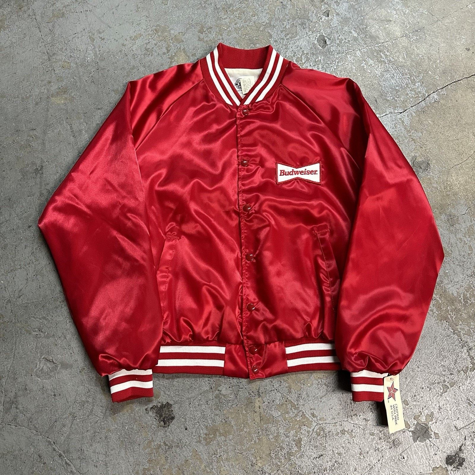 Budweiser × Vintage NWT Vintage 80s Budweiser Beer Red Bomber Satin Jacket XL Size US XL / EU 56 / 4 - 4 Thumbnail