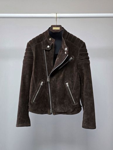 Tom Ford o1sm1stk0824 Suede Biker Jacket in Brown Size US M / EU 48-50 / 2 - 1 Thumbnail