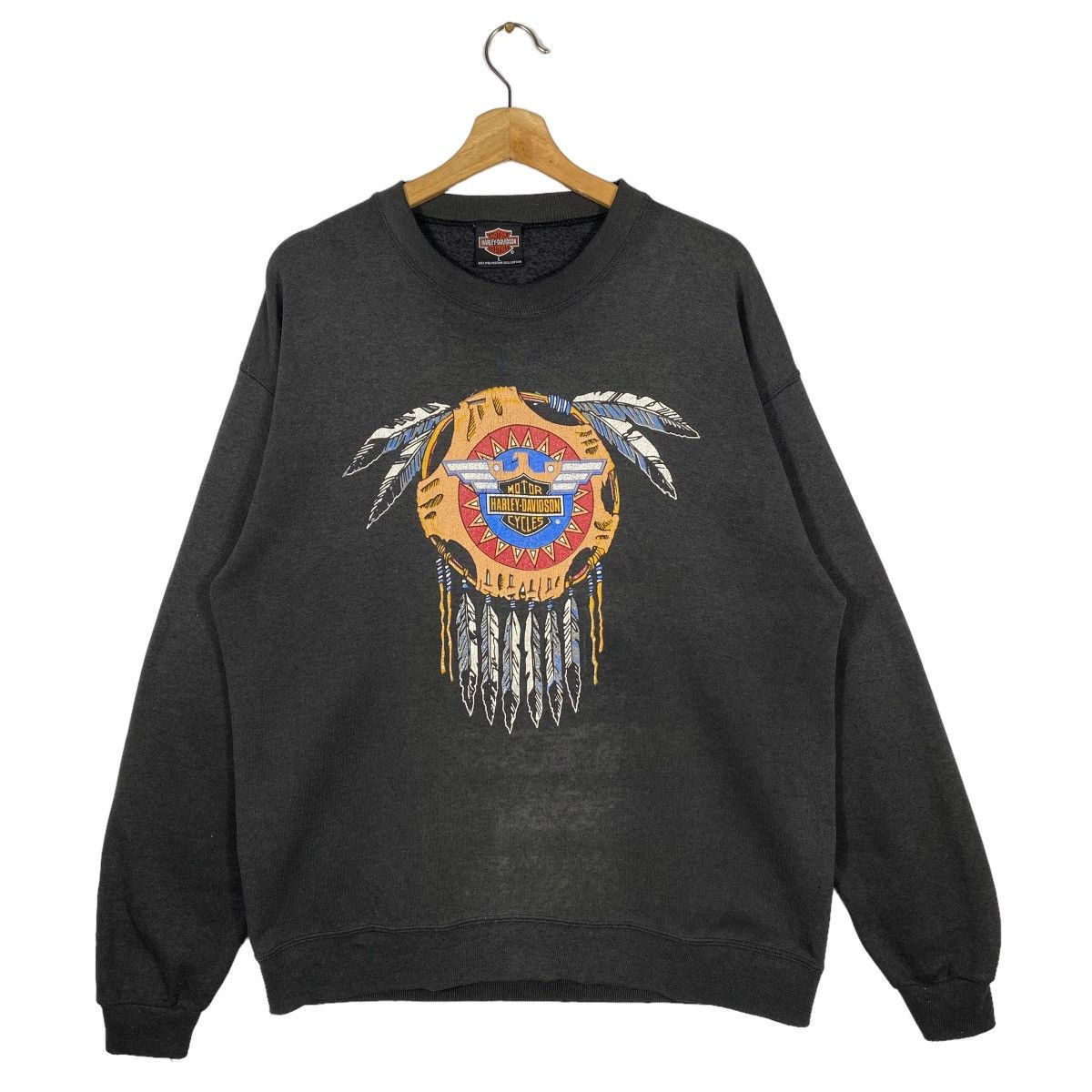 Vintage 90s Harley Davidson Sweatshirt L Size Black Colour