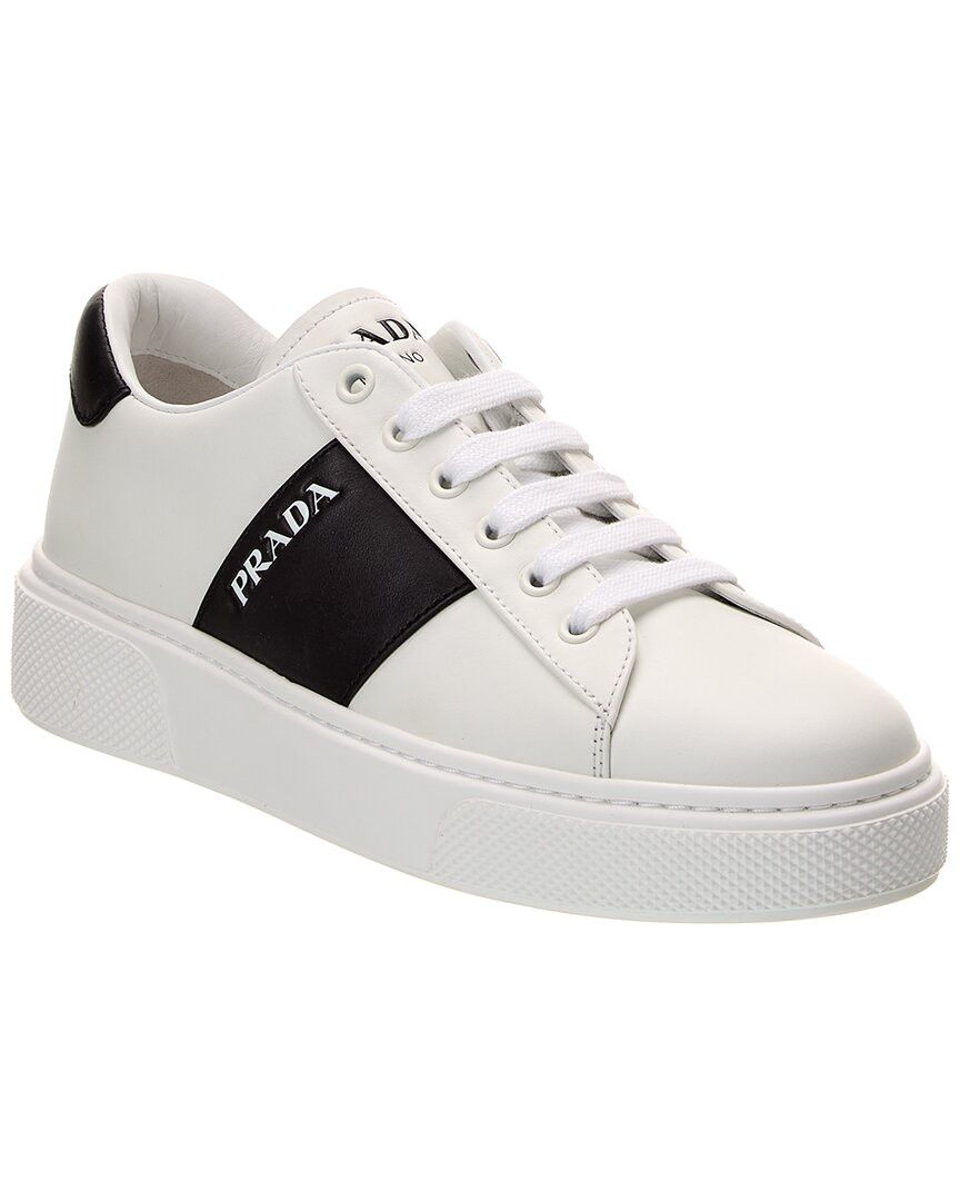 Prada o1la1rc1a0925 Logo Leather Sneaker in White/Black Size US 11 / EU 44 - 1 Preview
