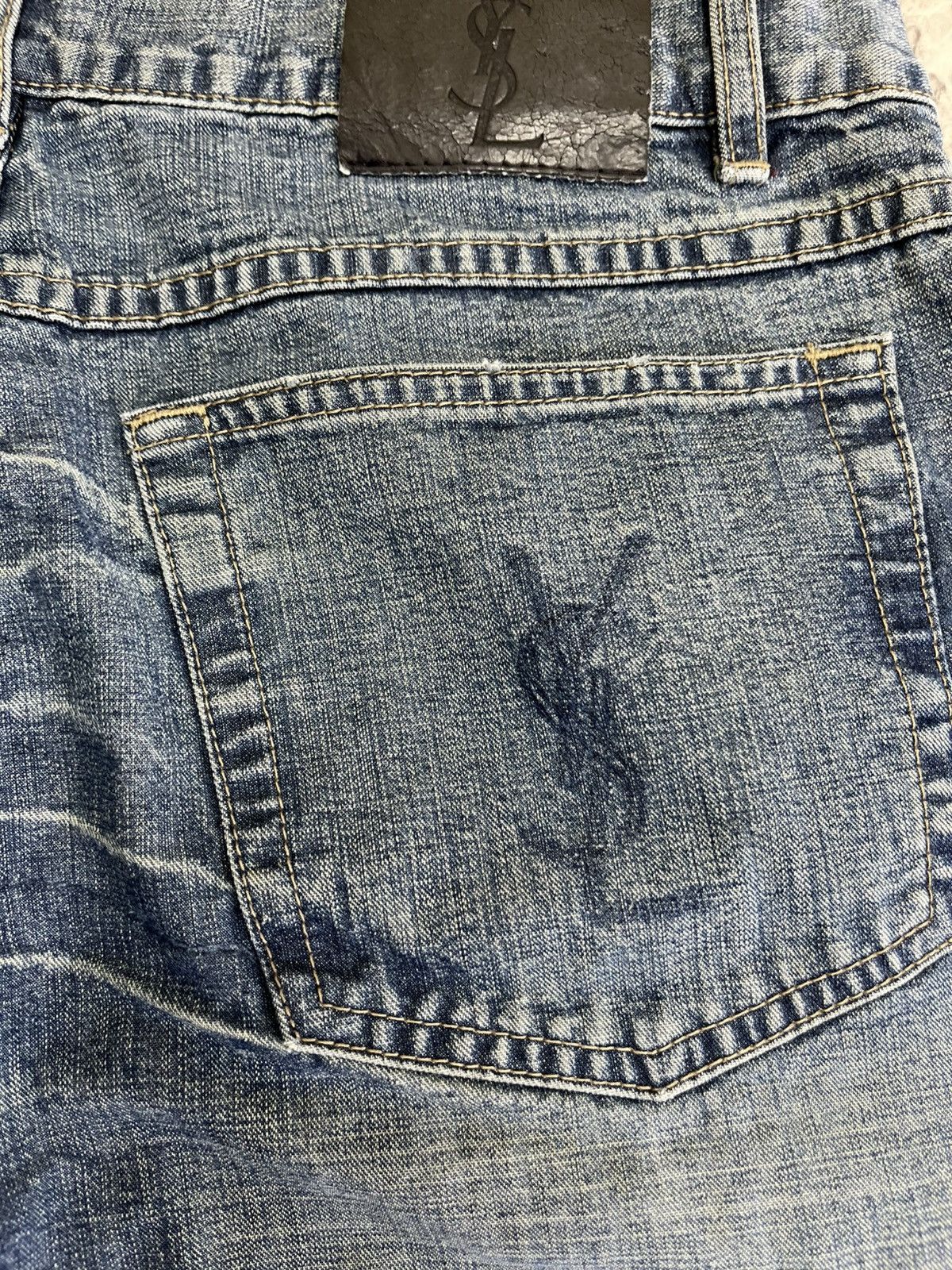 Vintage Vintage Yves Saint Lauren Big Logo Distressed Jeans YSL Size US 34 / EU 50 - 7 Thumbnail