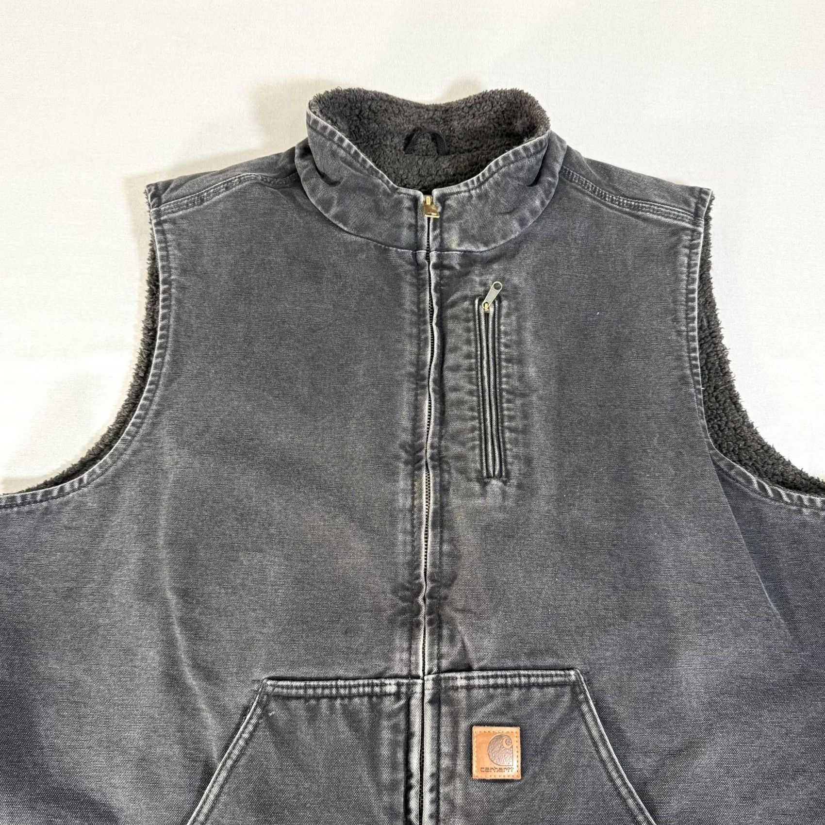 Carhartt Carhartt Vest Mens 2XL Black Canvas Sherpa Lined Full Zip Workwear V33-001 Size US XXL / EU 58 / 5 - 2 Thumbnail