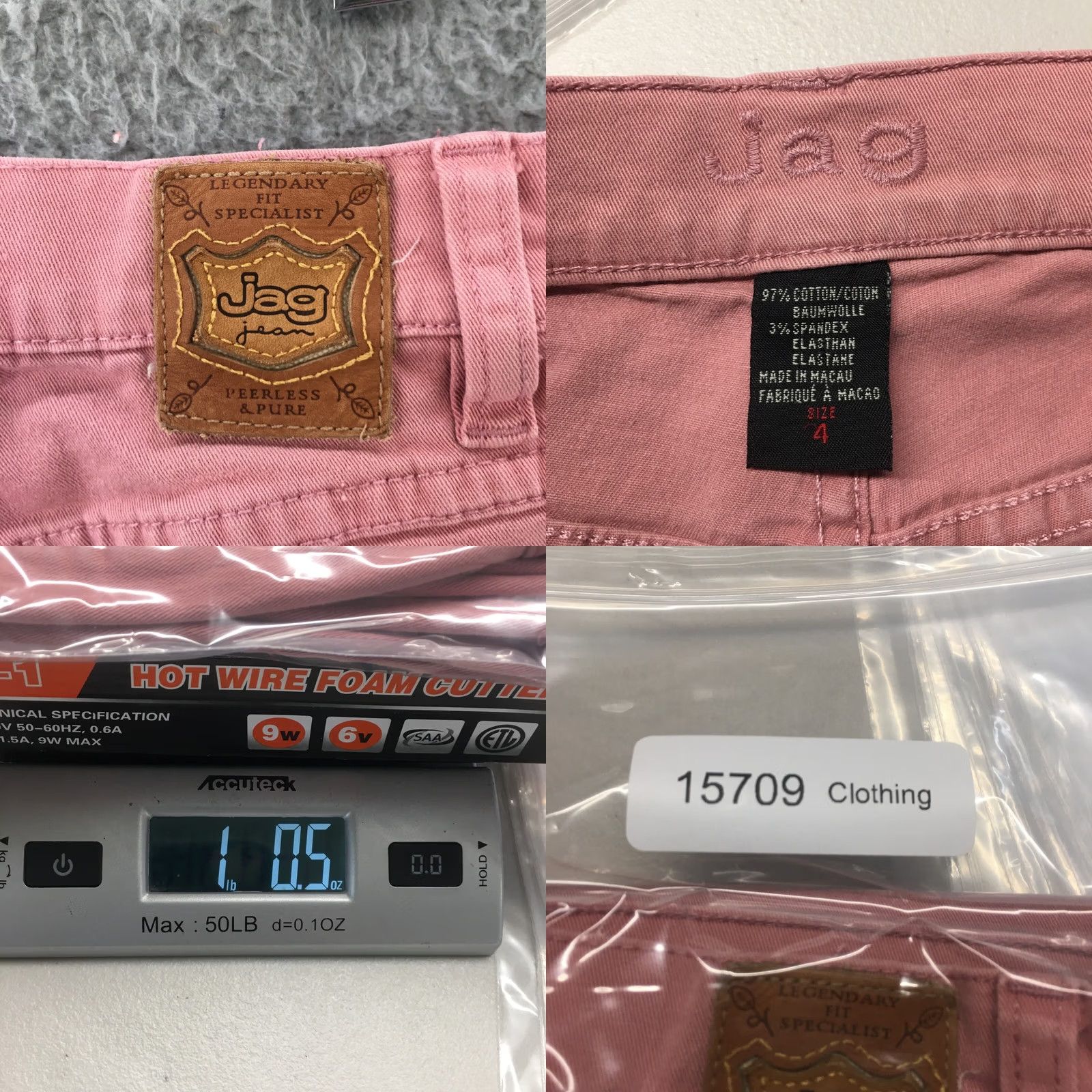 AG Jeans Jag Jeans Skinny Jeans Womens 4 Pink Cotton Blend Mid Rise Zip Fly 5-Pockets Size 27" / US 4 / IT 40 - 9 Thumbnail