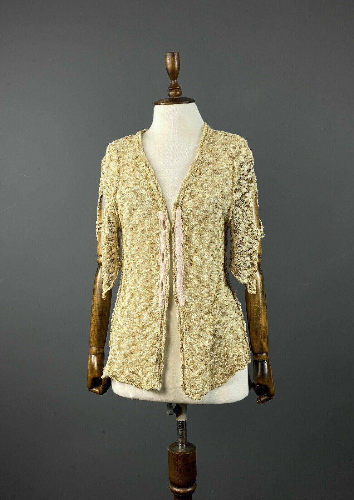 Designer Elisa Cavaletti Sono Italiano Beige Knit Sweater Cape M L Size M / US 6-8 / IT 42-44 - 1 Thumbnail