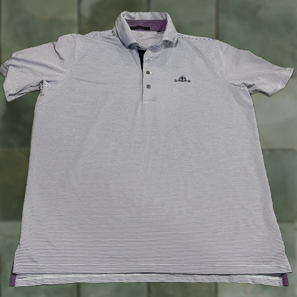 Vintage Greyson Polo Shirt Mens Large Purple Striped Short Sleeve Performance Golf Shirt Size US L / EU 52-54 / 3 - 1 Thumbnail