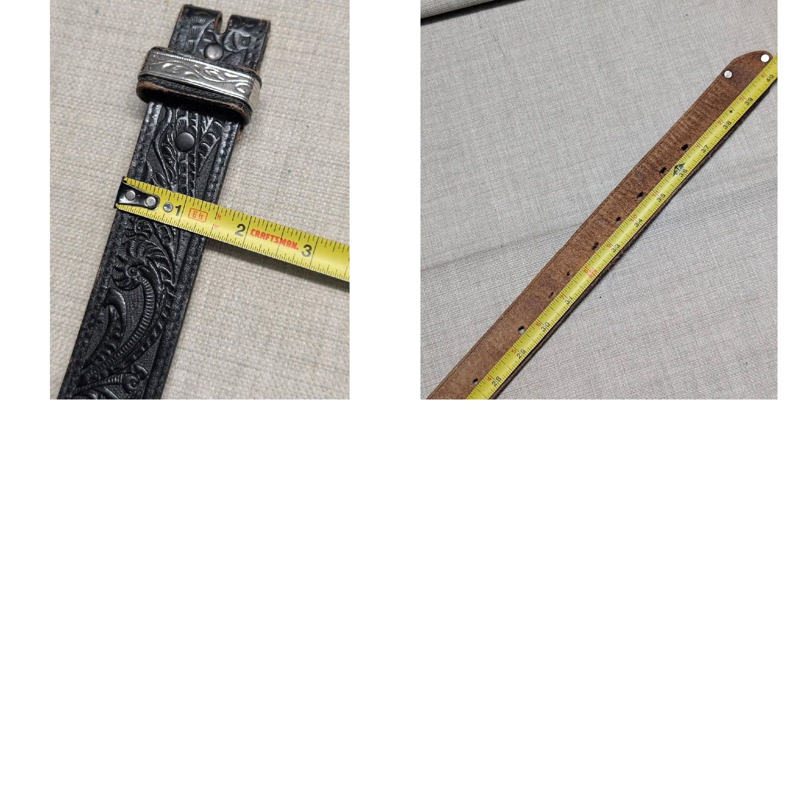 Vintage VINTAGE Leegin belt western belt Mens 34 brown leather buckle eagle tooled Full Grain Leather cowboy western america Harley Size 34 - 9 Thumbnail