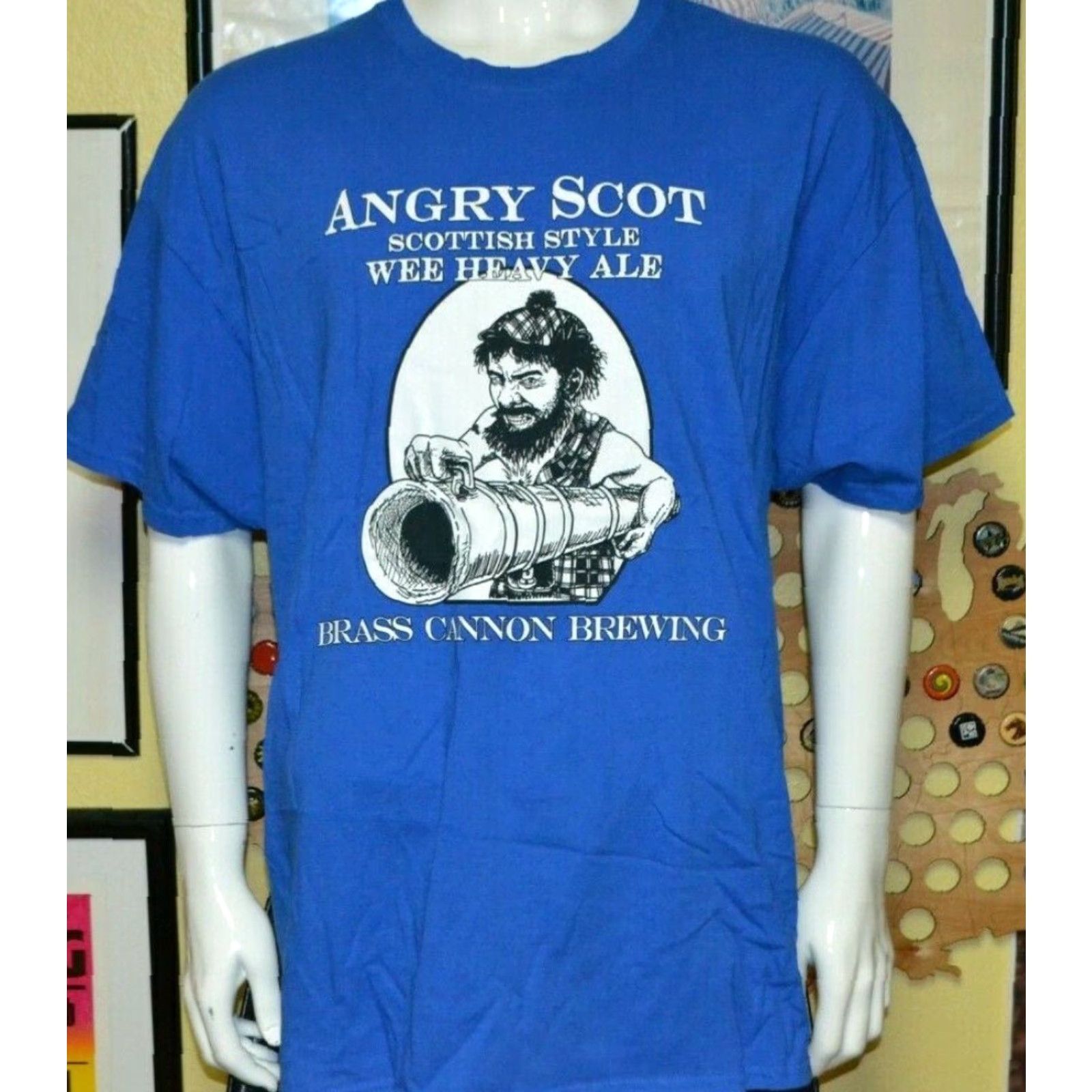 Gildan Brass Cannon Brewing Angry Scot Wee Heavy Ale T Shirt 2XL XXL Williamsburg VA Shirt Men Blue Graphic Tee Short Sleeve Round Neck 100% Cotton Gildan Size US XXL / EU 58 / 5 - 2 Thumbnail