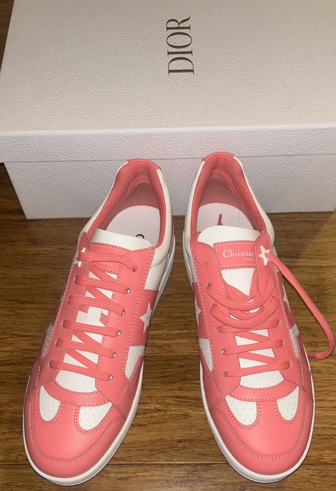 Dior Dior DIORIVIERA DIOR STAR SNEAKER White and Candy Pink Size US 8.5 / IT 38.5 - 4 Thumbnail