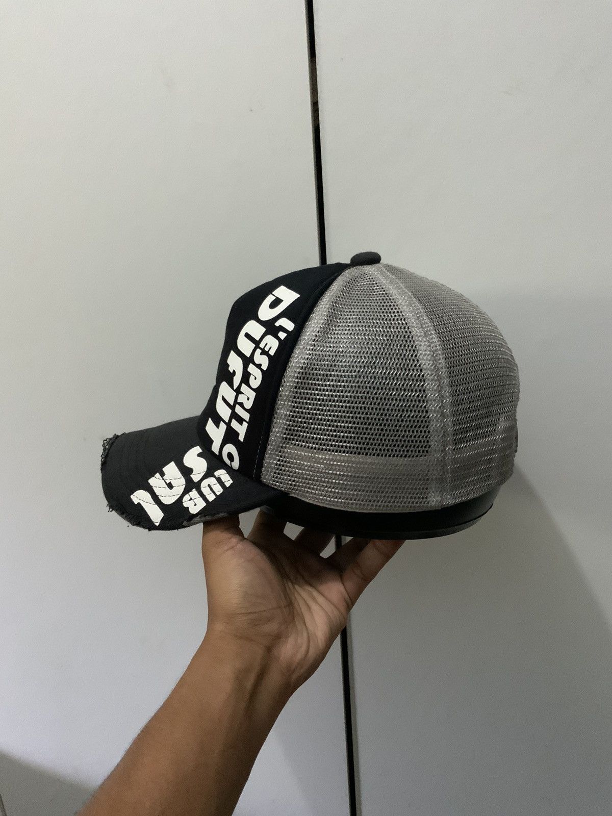 Japanese Brand L’espirit Club Dufitsal Distressed Archive Black Trucker Hat Size ONE SIZE - 3 Thumbnail