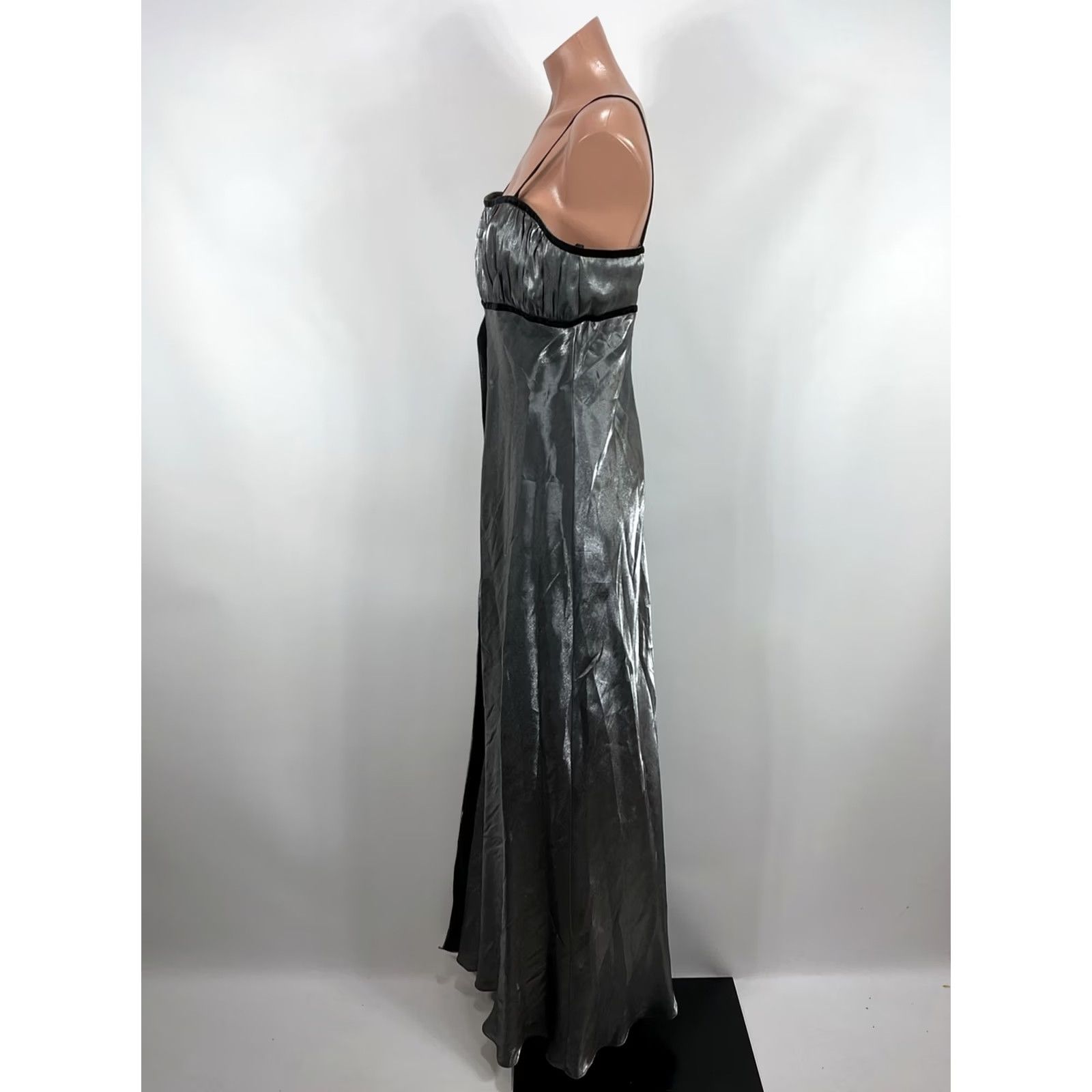 Vintage Vintage Silver Satin Strappy Formal Prom 90s Y2K Sexy Shiny Wet Look Dress Size XL / US 12-14 / IT 48-50 - 7 Thumbnail