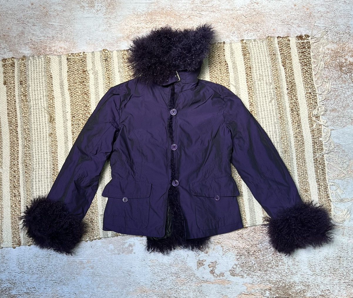 Versace Sport vintage aviator jacket with fur details