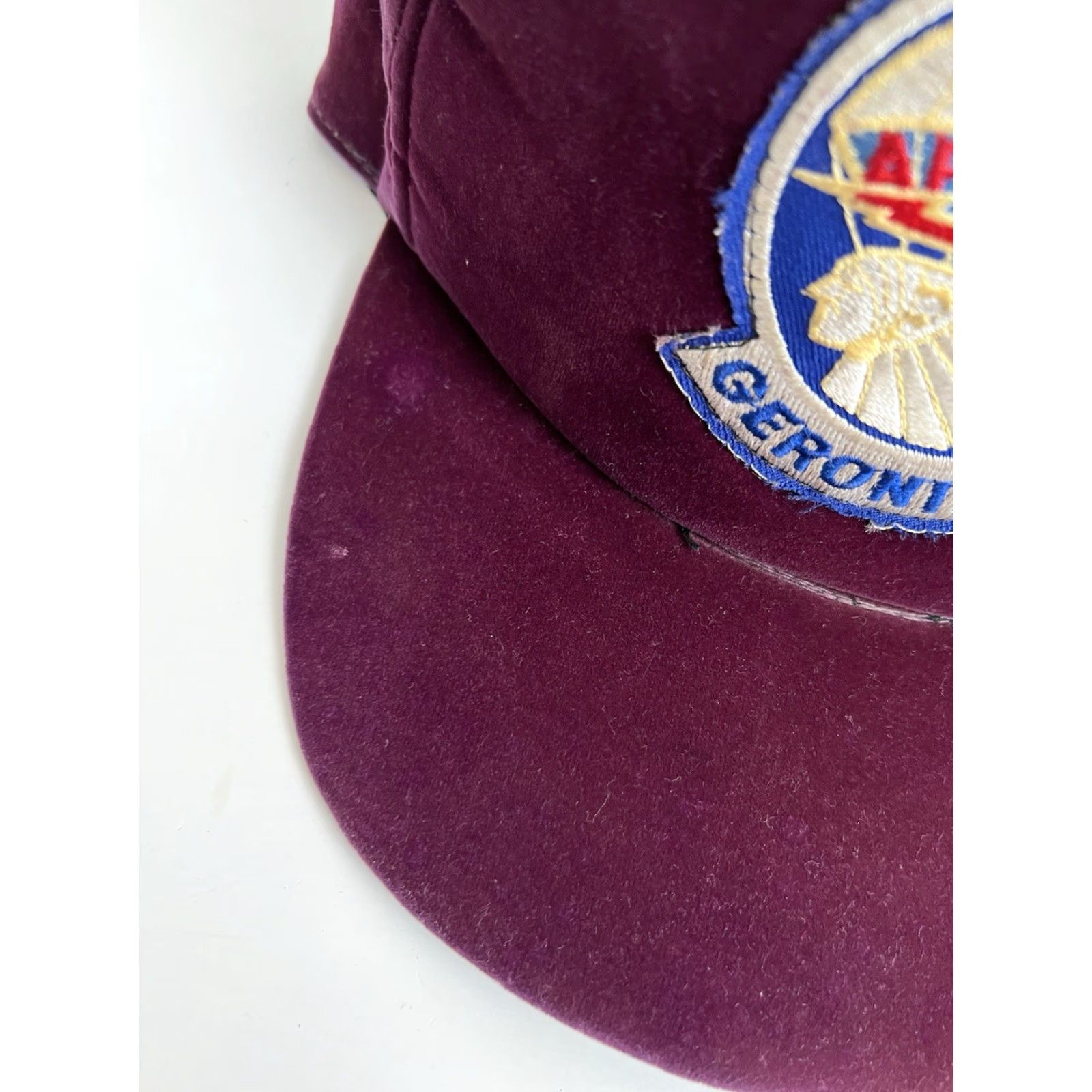 Velour VINTAGE US Army Geronimo 501 Apaches Patch Snapback Hat Cap Red Velour 80s Military Adjustable Men One Size Red 80s Vintage Cap Snap-Back Hats Size ONE SIZE - 3 Thumbnail