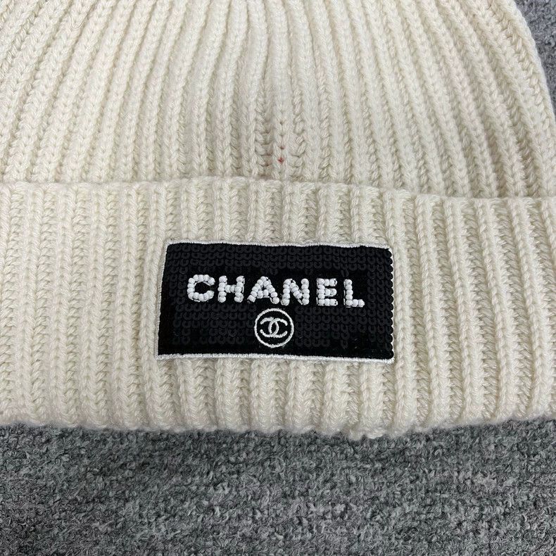Chanel Chanel White Cashmere Logo Beanie Hat -2505 Size ONE SIZE - 3 Thumbnail