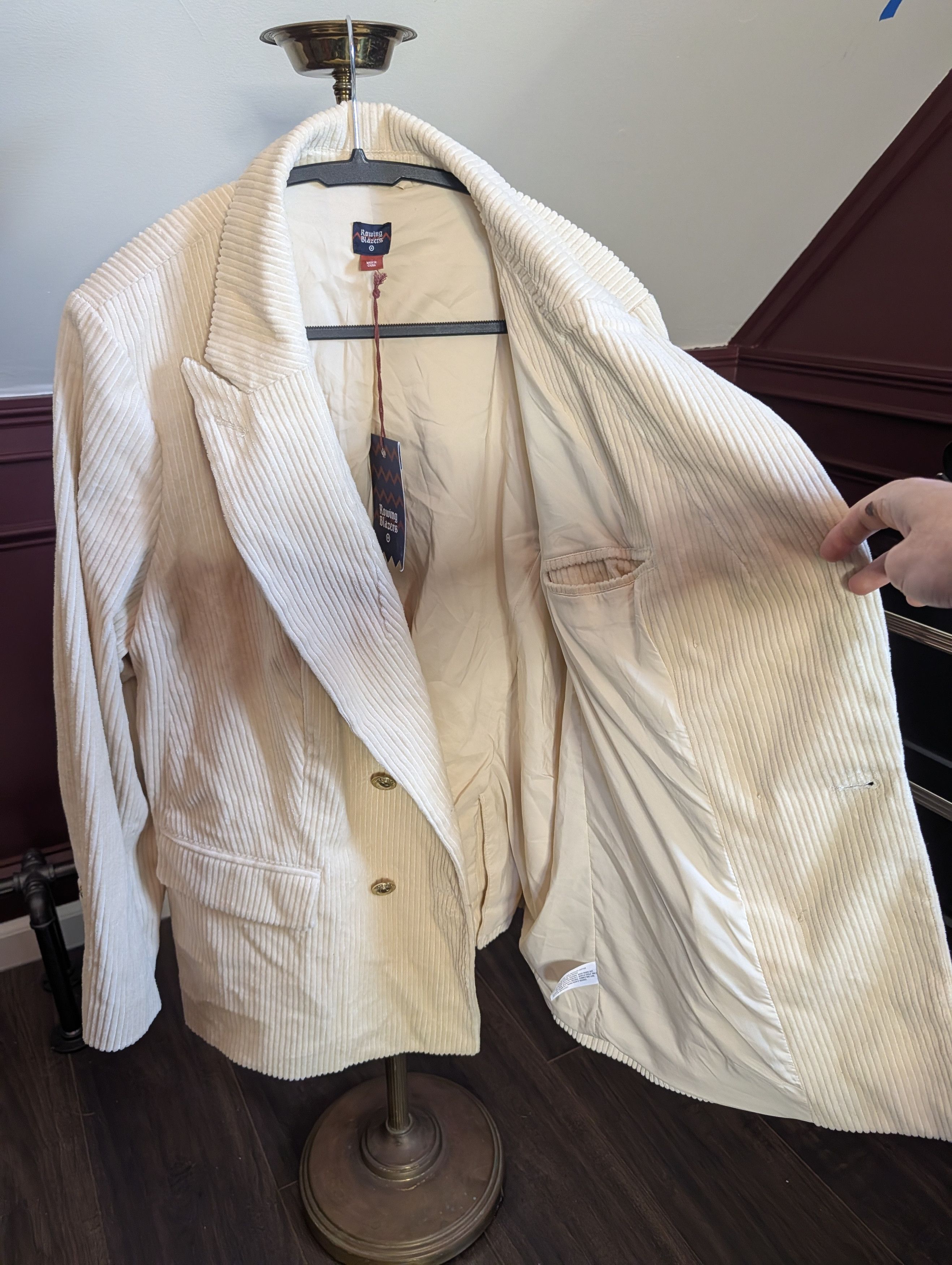 Rowing Blazers Cream corduroy gold button double breasted jacket NWT Size XL / US 12-14 / IT 48-50 - 10 Thumbnail