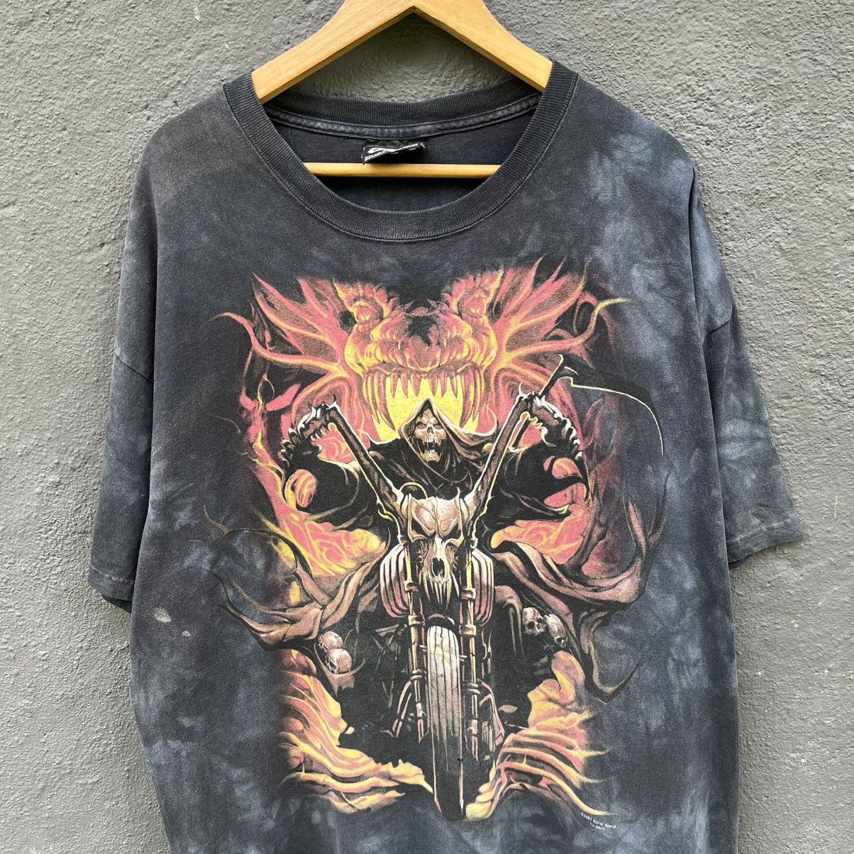 Vintage Thrashed Faded Y2k Skul Bone Tie Dye Tee Size US XXL / EU 58 / 5 - 2 Thumbnail