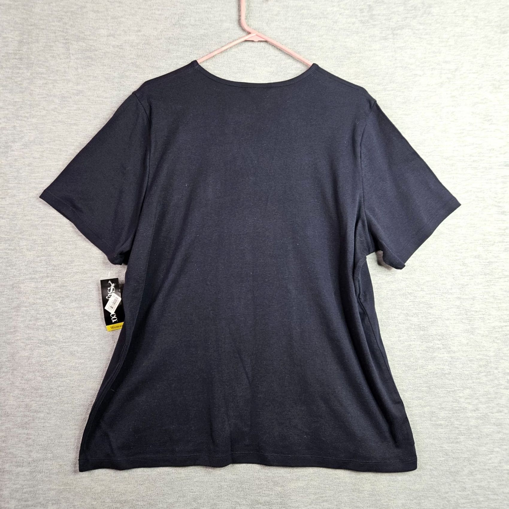 Vintage Style & Co Women Navy Graphic T-Shirt 100% Cotton Short Sleeve Size 2X Size XXL / US 16-18 / IT 52-54 - 2 Thumbnail