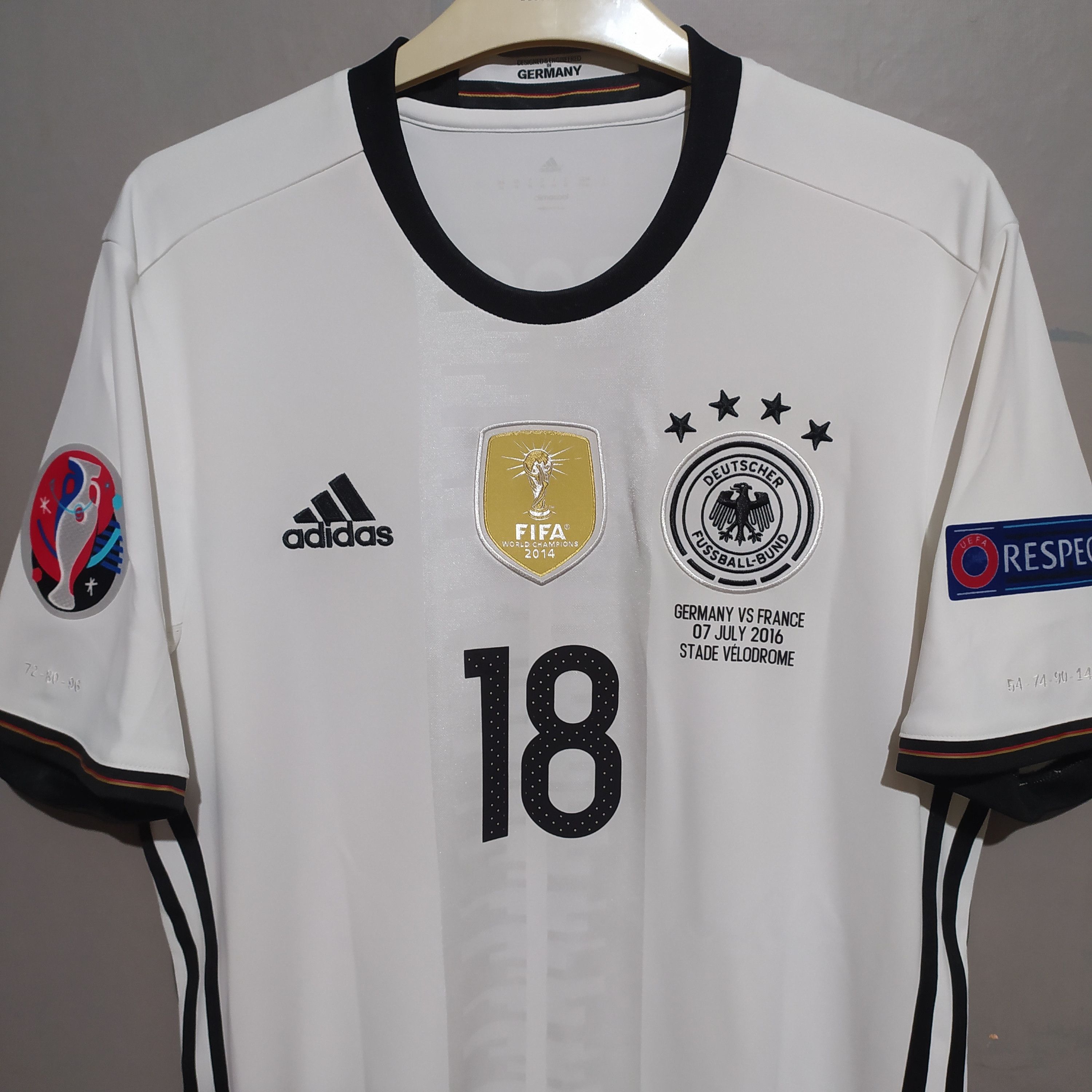 Adidas Adidas x Germany 2016 #18 Kroos Home Jersey Shirt Size US M / EU 48-50 / 2 - 2 Thumbnail