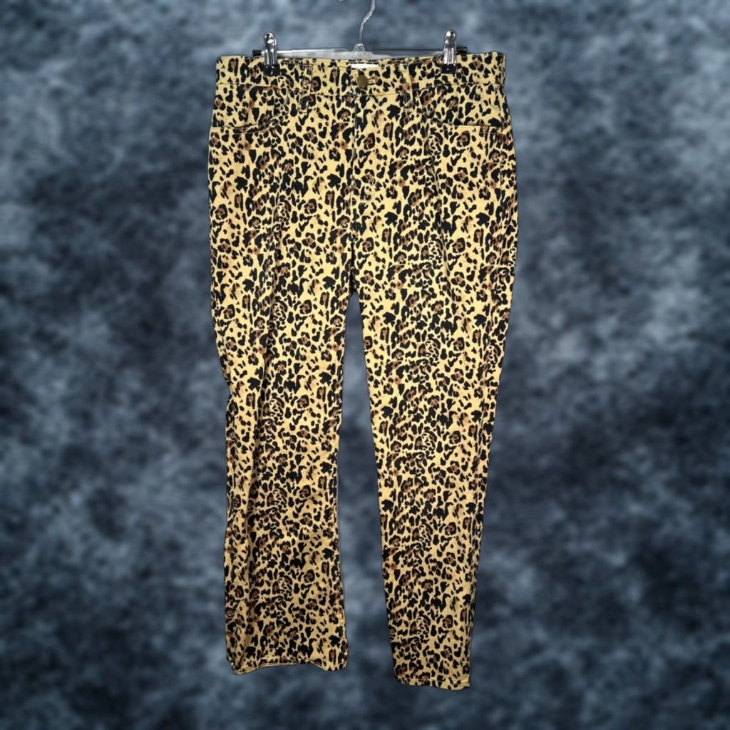 J.Crew J. Crew Womens 29 Leopard Print Straight Leg Pants Stretch Cotton Denim Beige Color Regular Rise High Inseam 26 In Ankle 30 Waist Womens Pants Size 29" - 1 Thumbnail