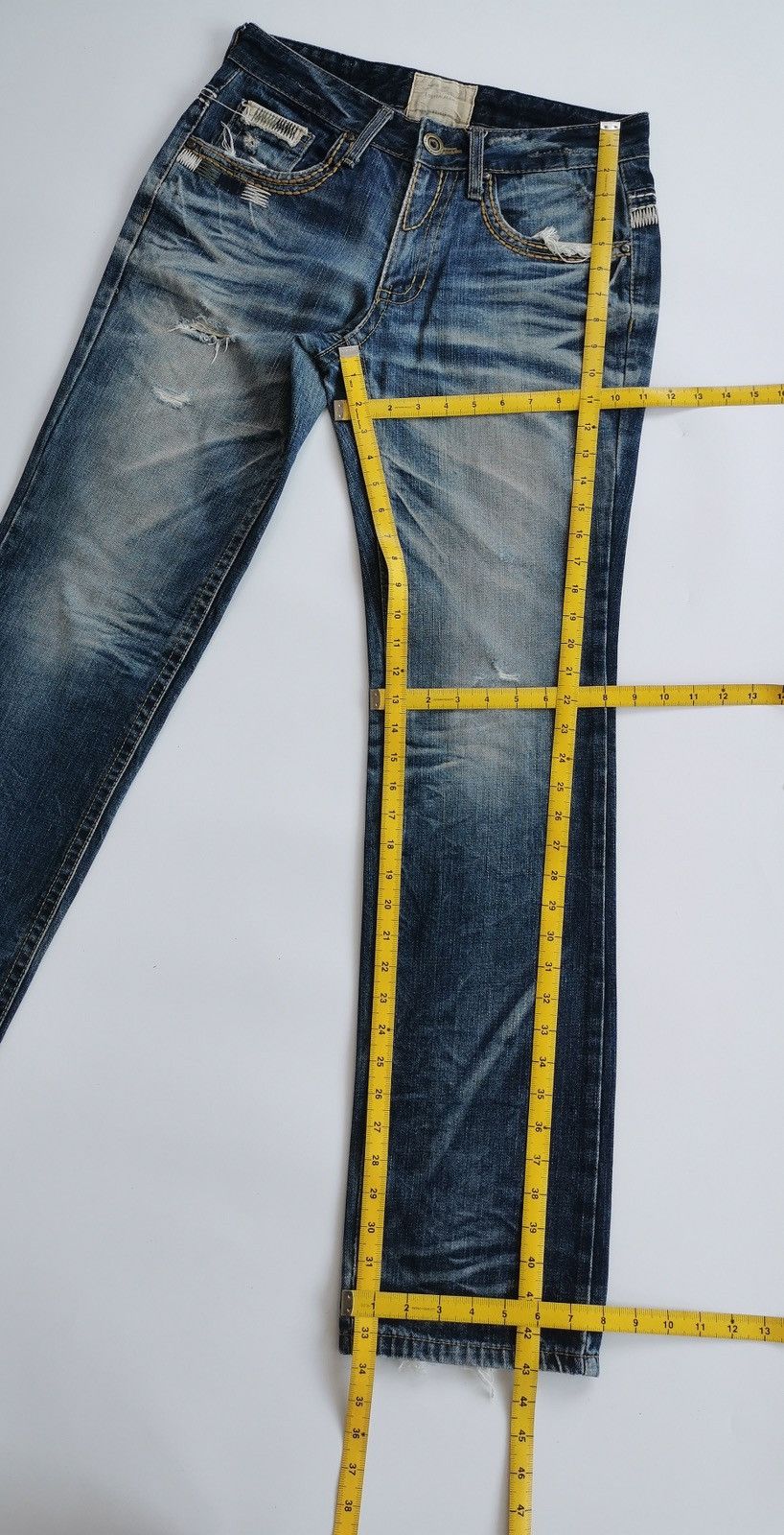Kapital Lolita Faded Structure Distressed Denim Jeans Size US 31 - 15 Thumbnail