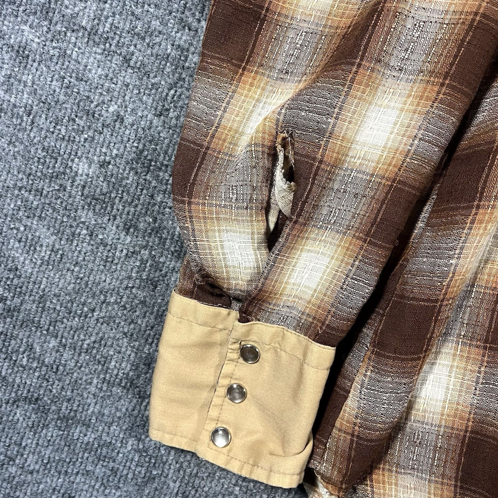 Sears VINTAGE Sears Western Wear Shirt Mens Medium Brown Plaid Pearl Snap 70s Cowboy Size US M / EU 48-50 / 2 - 3 Thumbnail