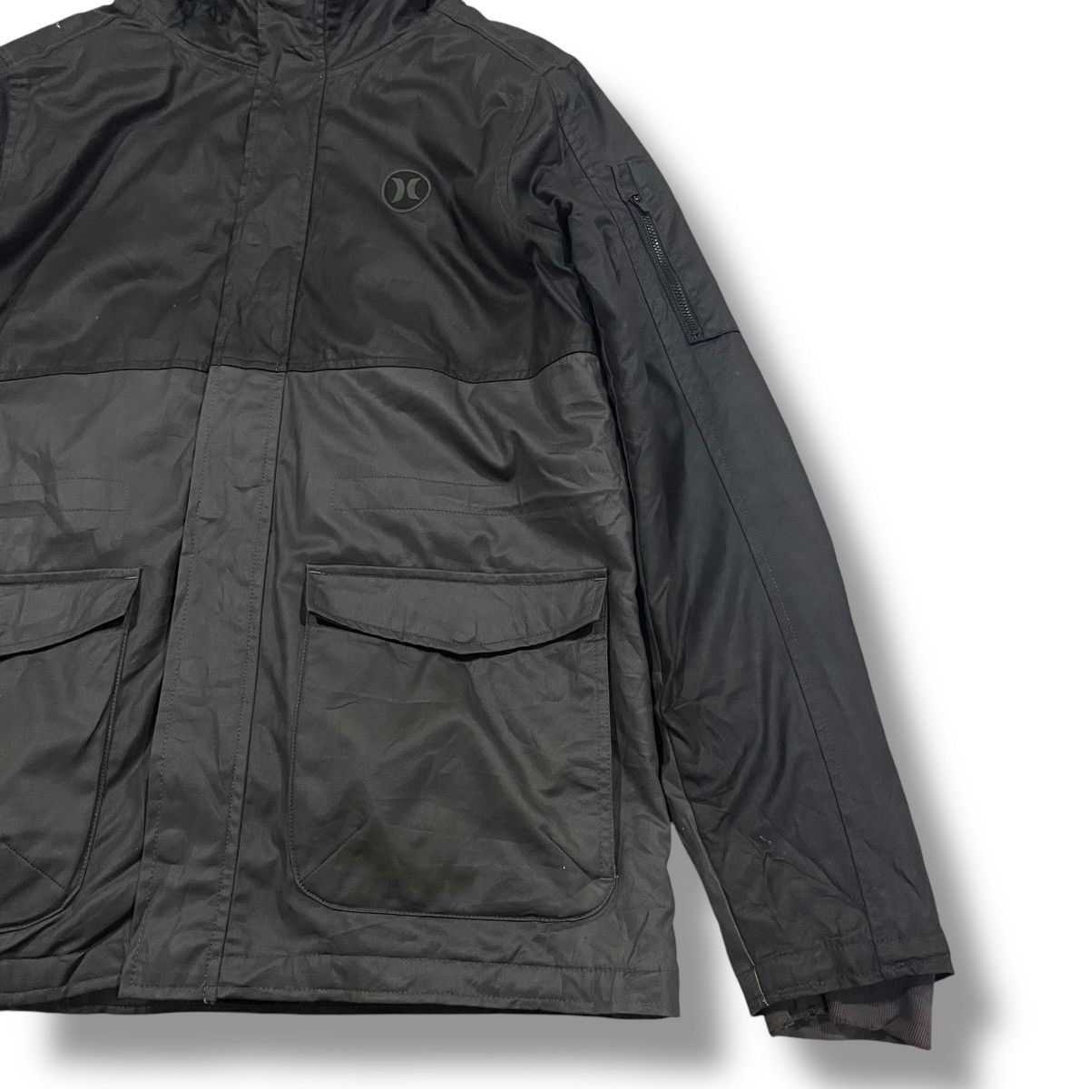 Hurley × Vintage HURLEY WAXED JACKET HOODIE FUR LINED Size US M / EU 48-50 / 2 - 3 Thumbnail