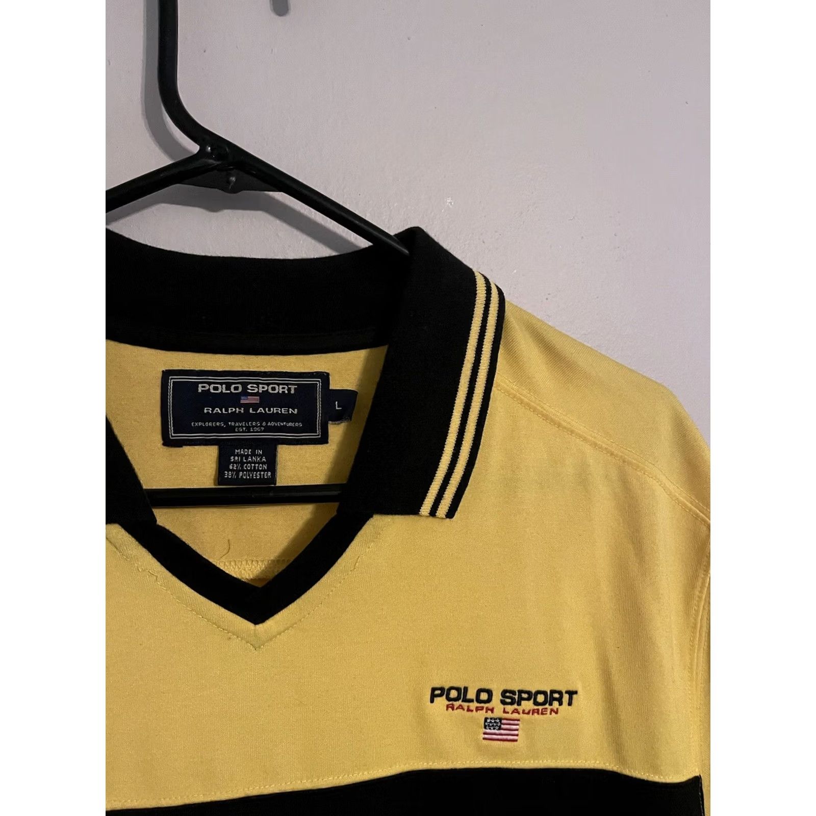 Vintage VINTAGE Polo Sport Ralph Lauren Yellow Black Collared Shirt Men's Large Sports Size US L / EU 52-54 / 3 - 2 Thumbnail