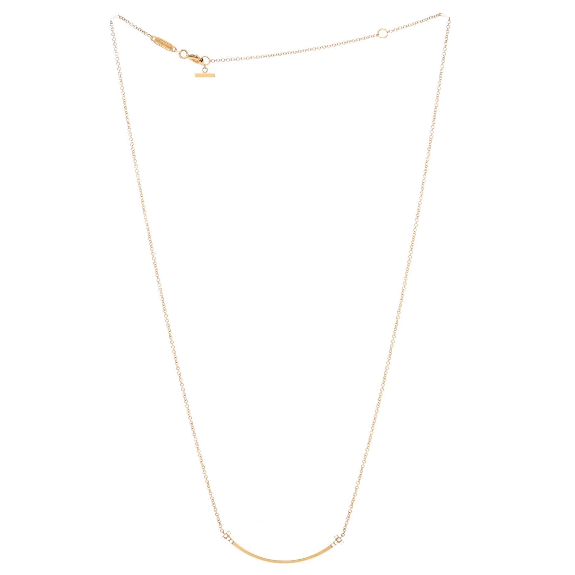 Tiffany & Co. T Smile Pendant Necklace 18K Yellow Gold with Diamonds Small Size ONE SIZE - 1 Thumbnail