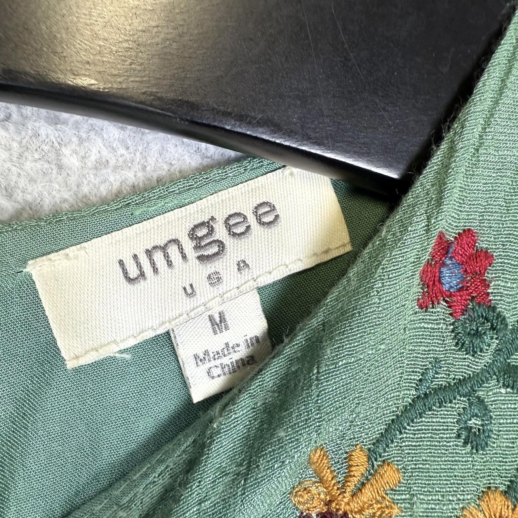 Bell Umgee Dress Shirt Bell Sleeve Mini Green Embroidered Boho Bliss Women M Green Boho Womens Dress M Size M / US 6-8 / IT 42-44 - 2 Thumbnail