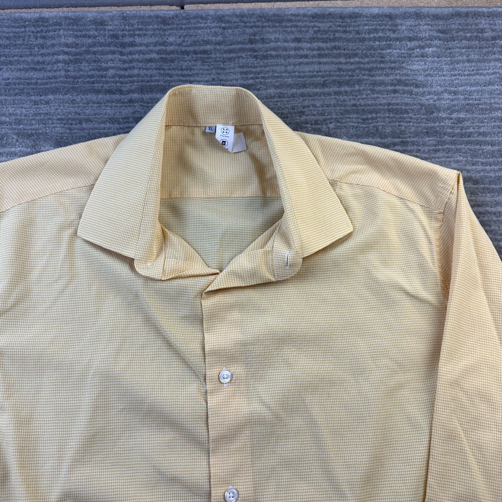 Vintage State & Liberty Shirt Mens XL Yellow Button Up Stretch Athletic Fit Size US XL / EU 56 / 4 - 3 Thumbnail