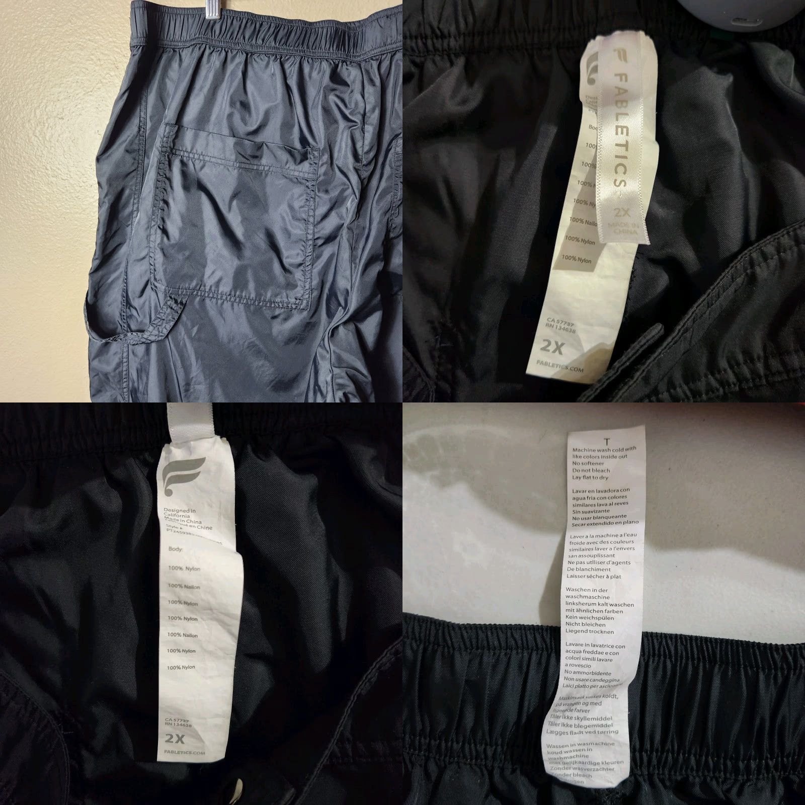 Fabletics Fabletics Womens |2X| Black Nylon High Rise Cargo Joggers Size 40" / US 18 - 8 Thumbnail