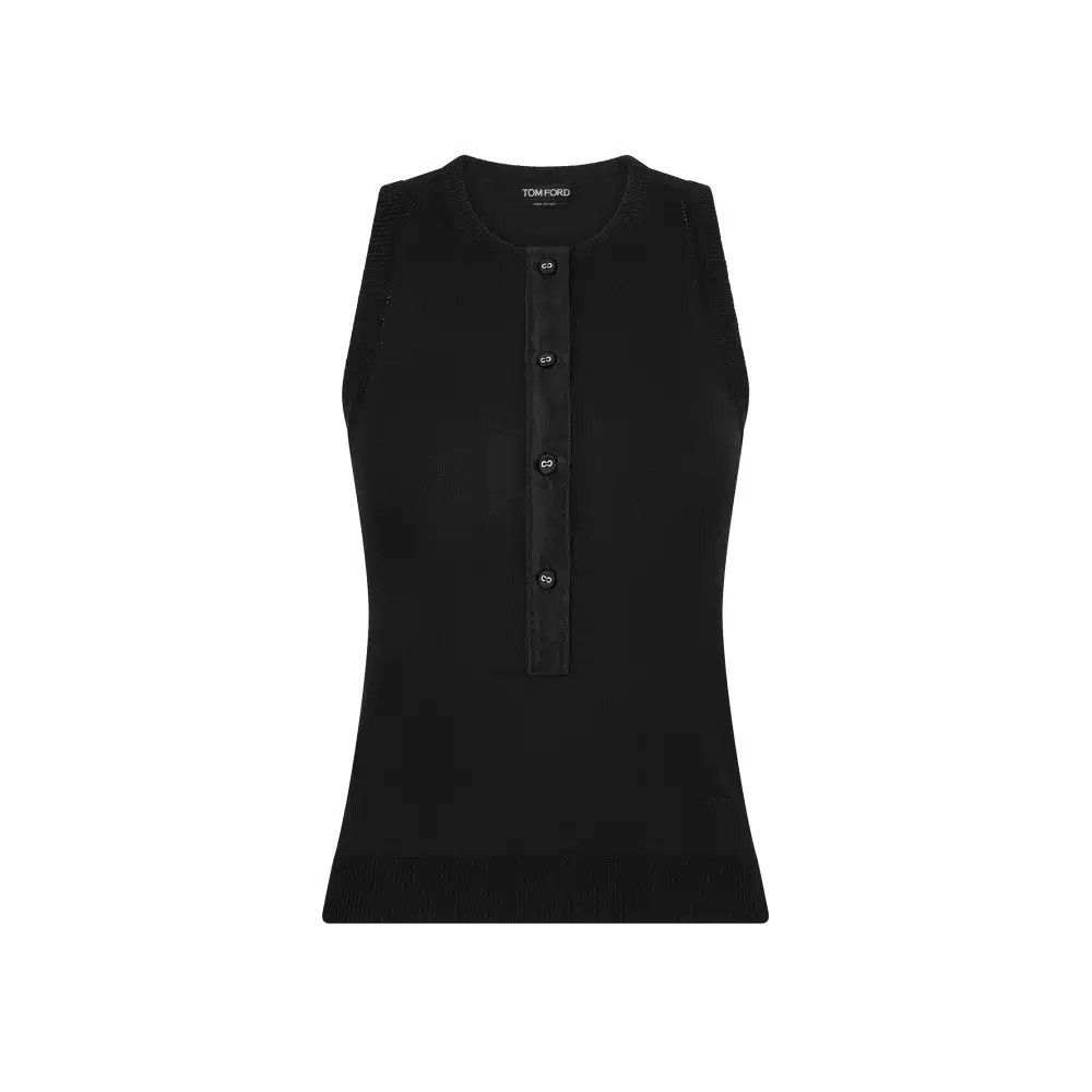 Tom Ford o1loc1c0426 TSK357 Cotton Silk Knit Top in Black Size US M / EU 48-50 / 2 - 1 Preview