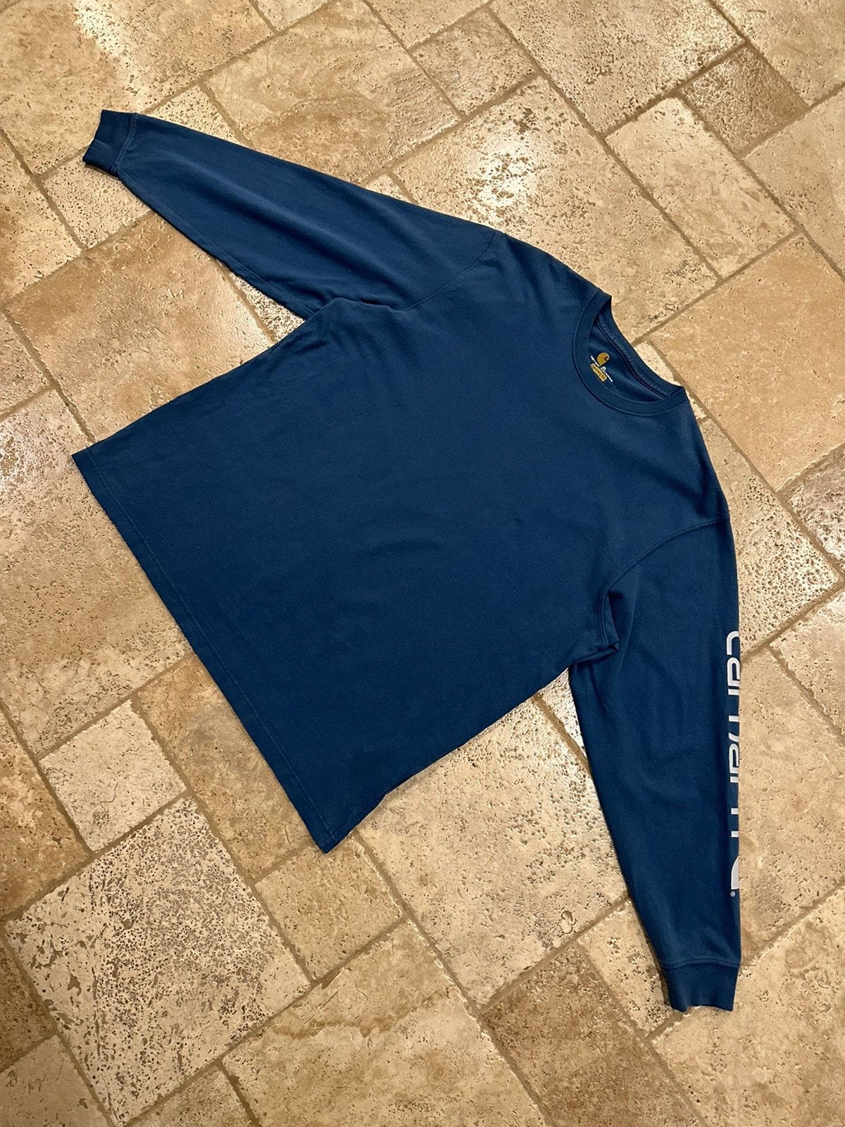 Carhartt × Vintage Vintage Carhartt Blue Long Sleeve Spell Out Logo T-Shirt Size US XL / EU 56 / 4 - 4 Thumbnail