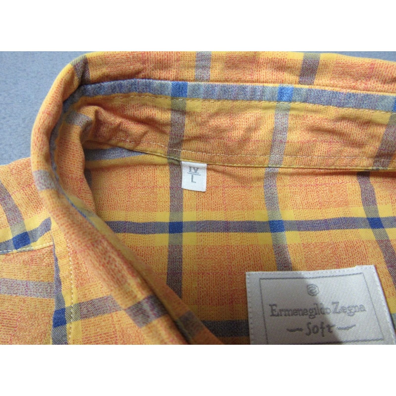 Ermenegildo Zegna Ermenegildo Zegna Shirt Long Sleeve Collared Button-Up Mens Large Orange Plaid Size US L / EU 52-54 / 3 - 5 Thumbnail