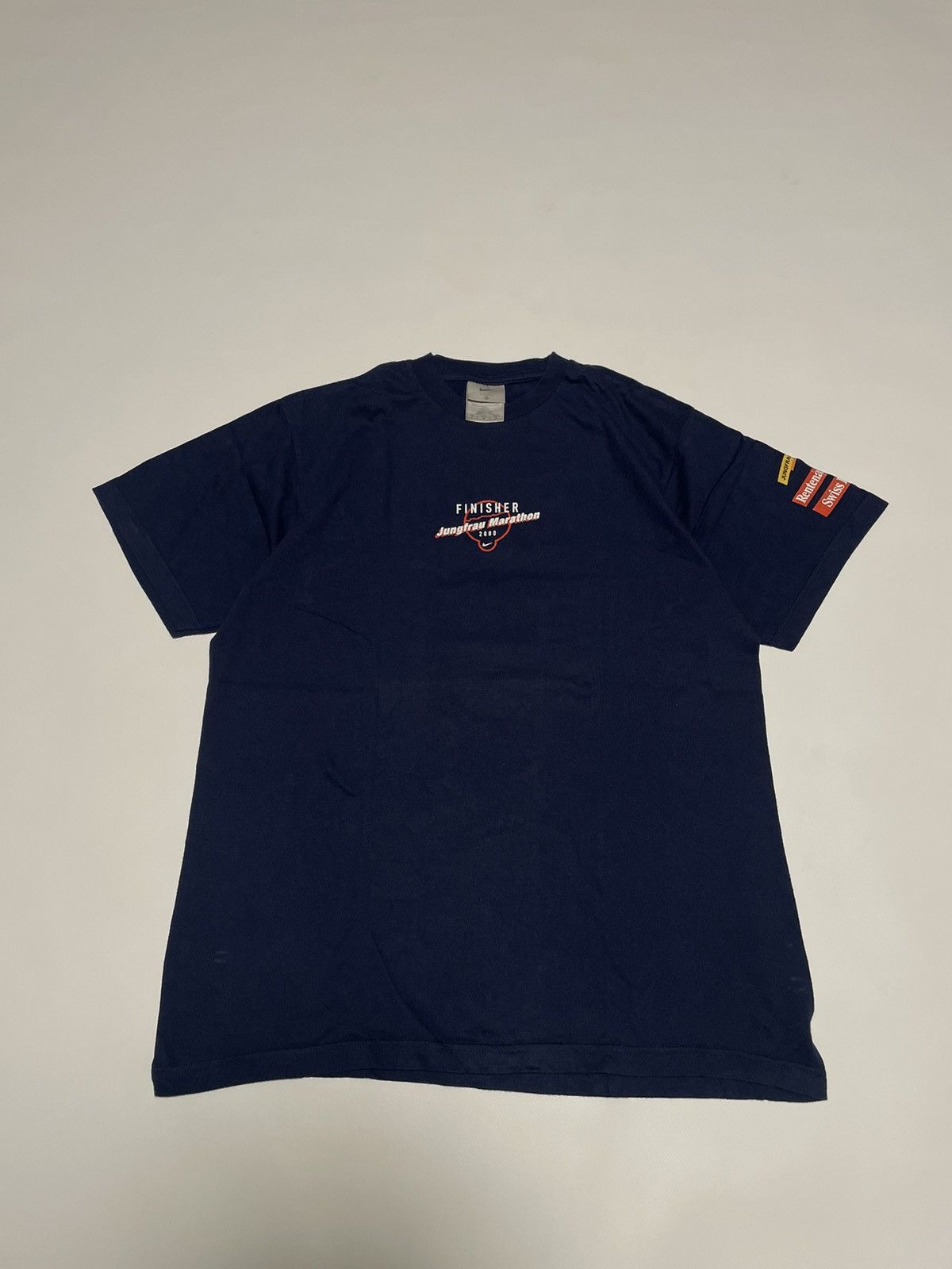 Nike × Vintage Nike Vintage 90’s Big Logo Jungfrau Marathon 2000 T-Shirt Size US M / EU 48-50 / 2 - 1 Thumbnail