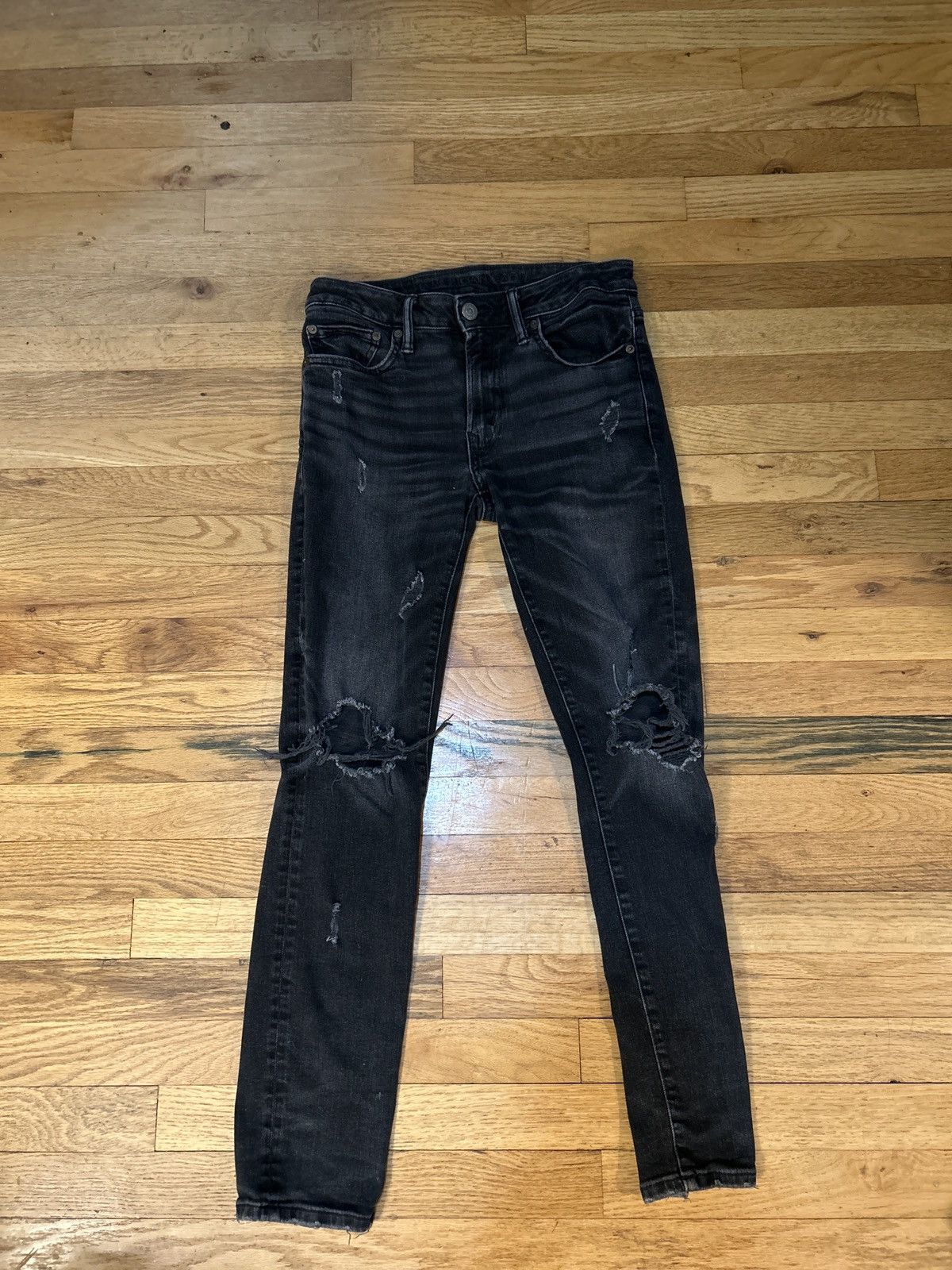 American Eagle Outfitters × Vintage American Eagle Airflex+ Black distressed jeans Size US 28 / EU 44 - 1 Thumbnail